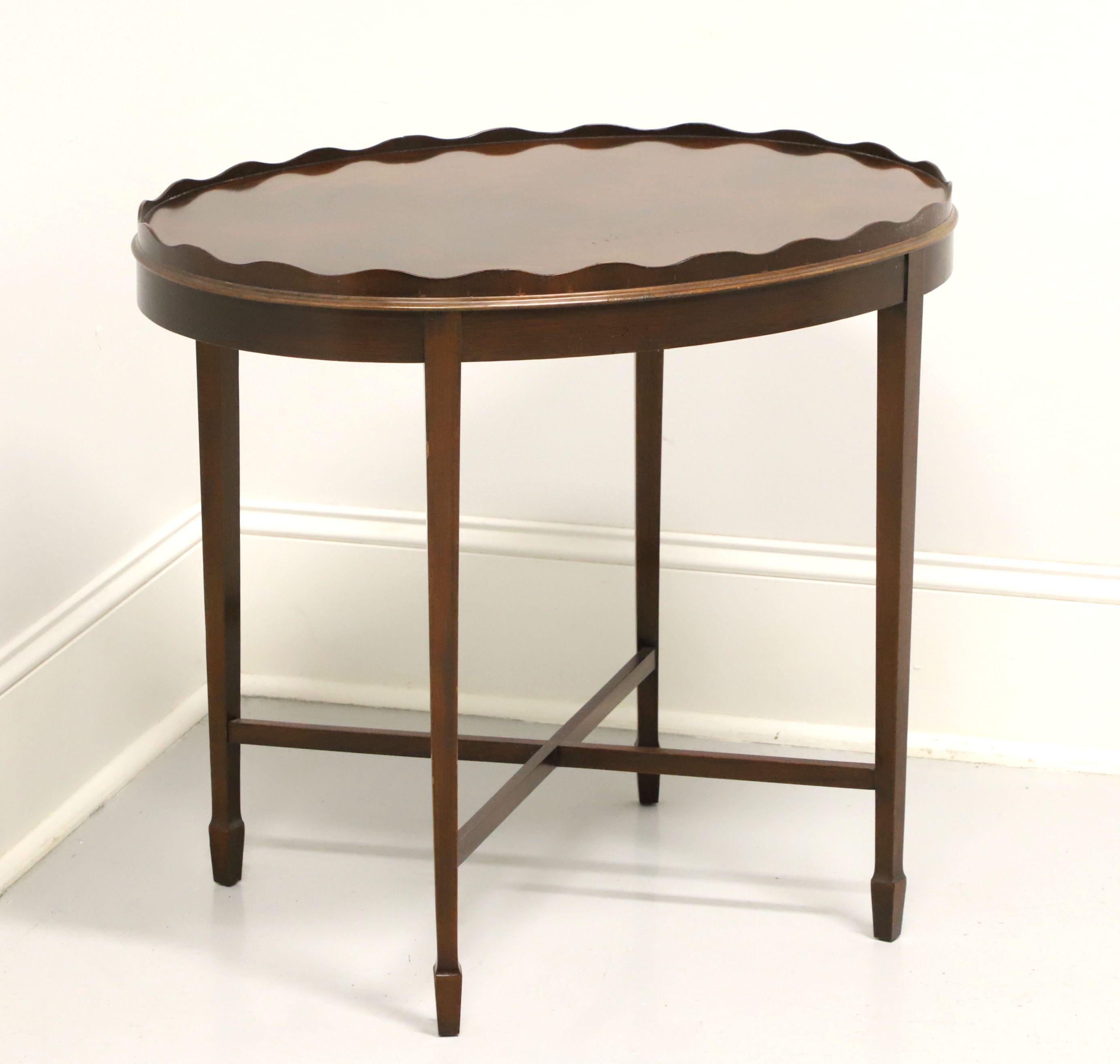 COUNCILL CRAFTSMEN Flame Mahogany Traditional Scalloped Top Oval End Side Table 2