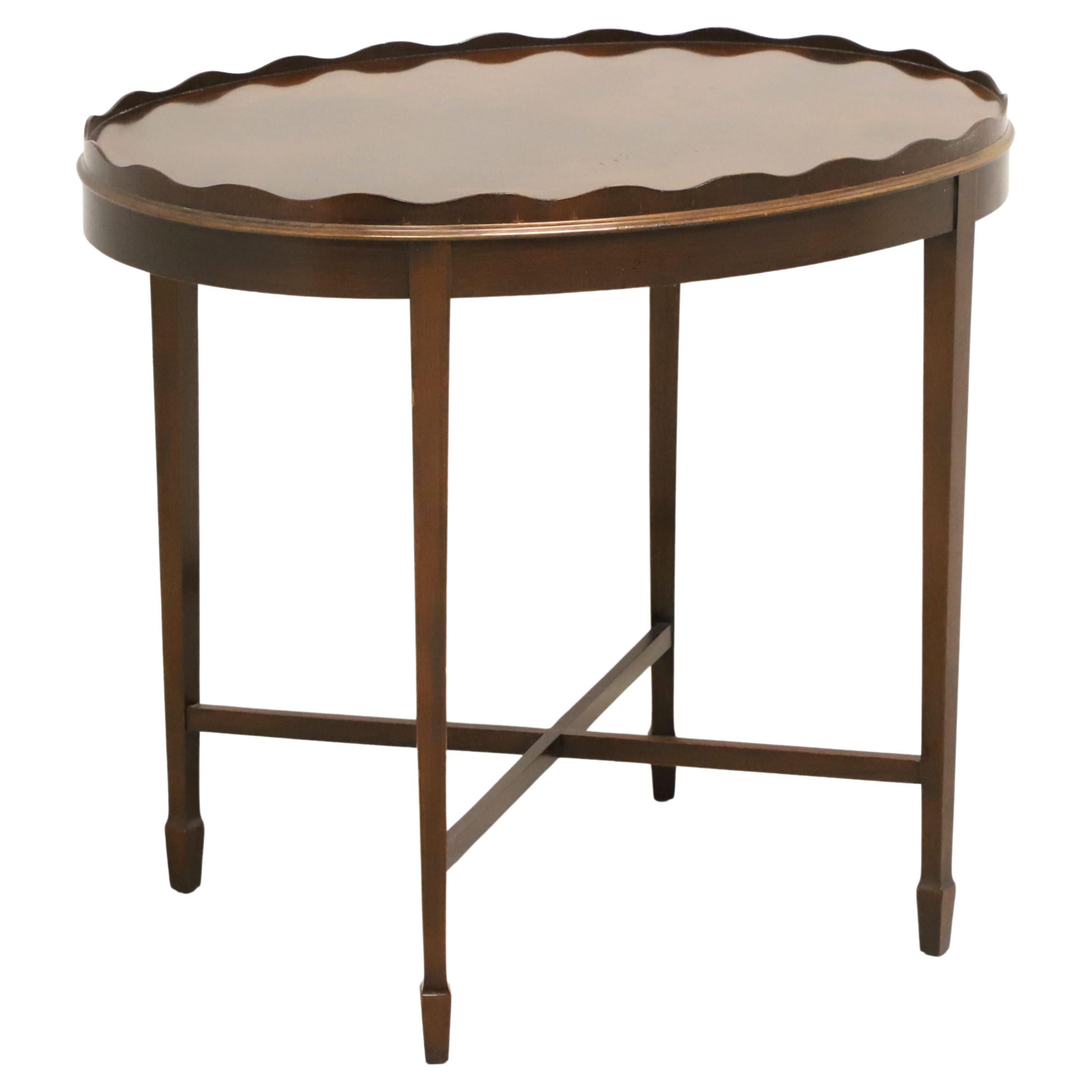 COUNCILL CRAFTSMEN Flame Mahogany Traditional Scalloped Top Oval End Side Table