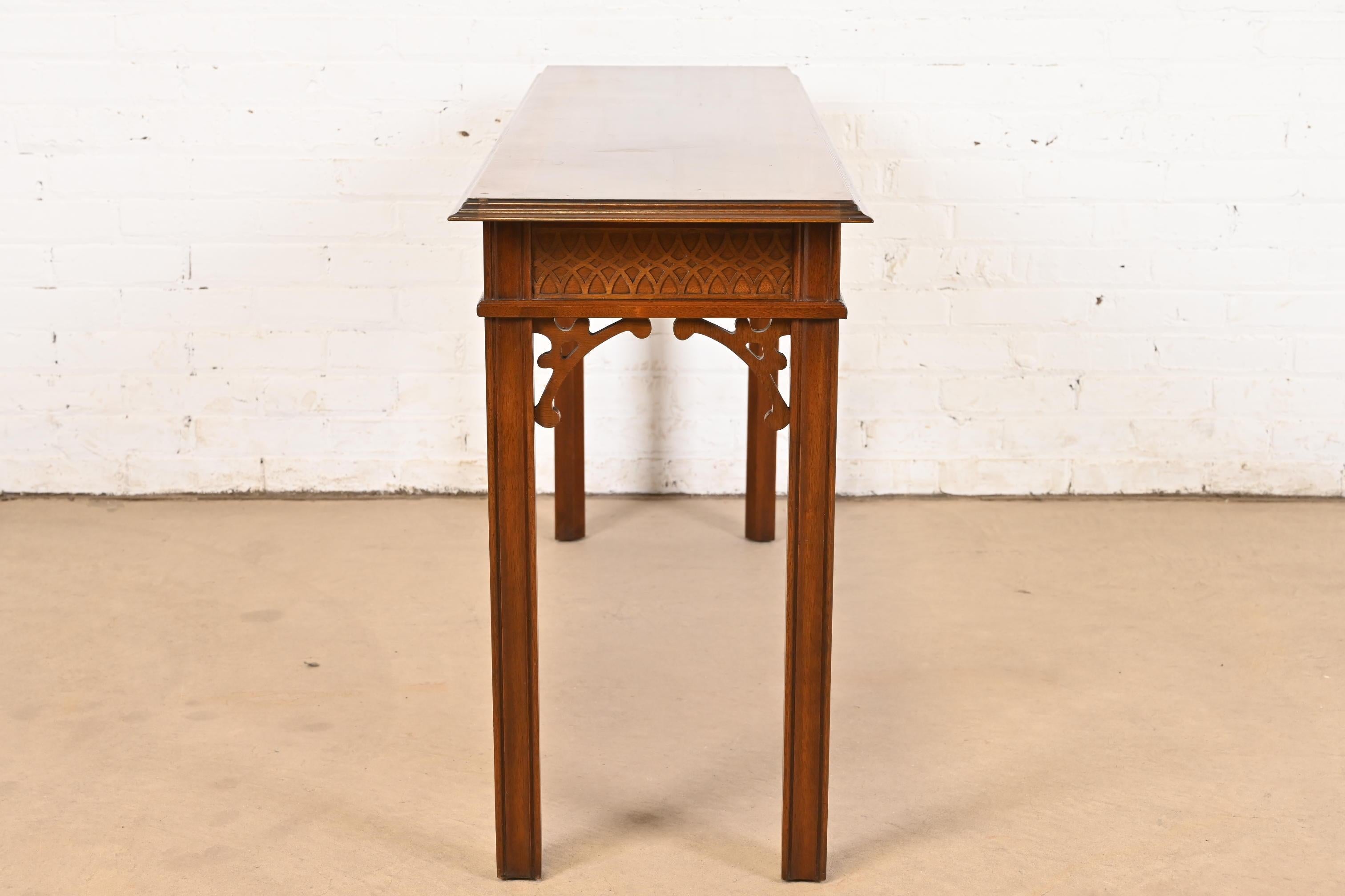 Councill Craftsmen Georgian Carved Banded Mahogany Console Table For Sale 4