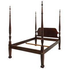 COUNCILL CRAFTSMEN Mahogany Chippendale Queen Size Rice Carved Four Poster Bed