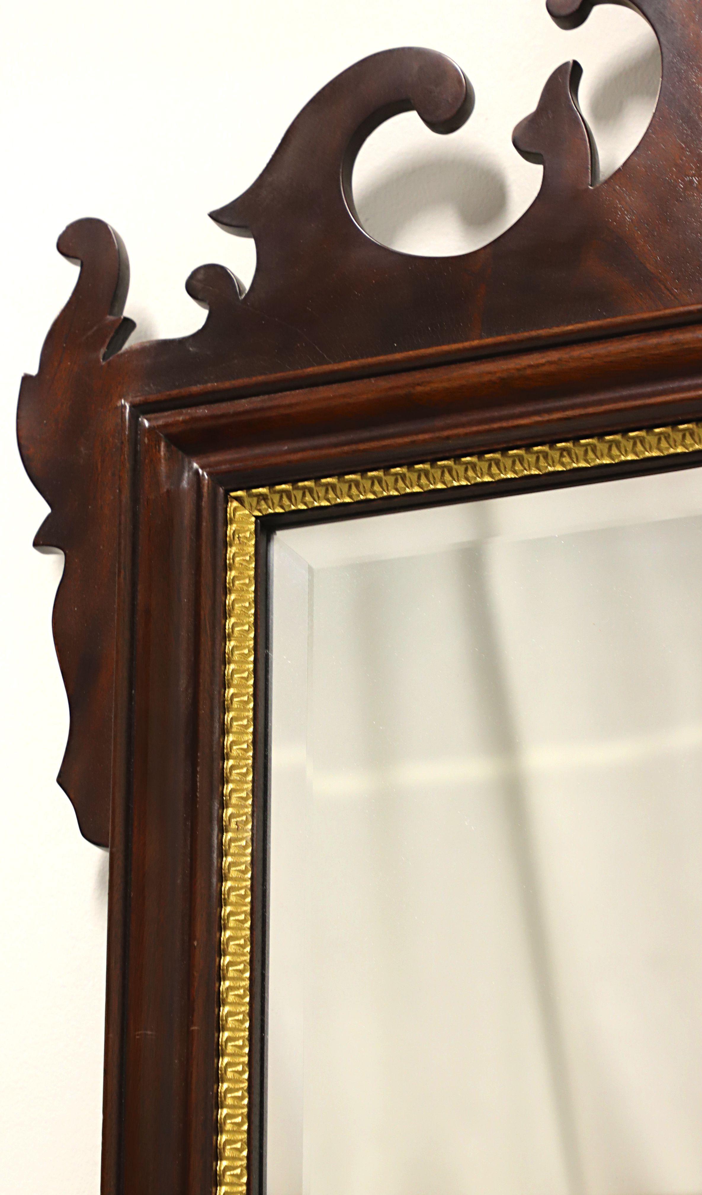 20th Century COUNCILL CRAFTSMEN Mahogany Chippendale Style Beveled Wall Mirror For Sale