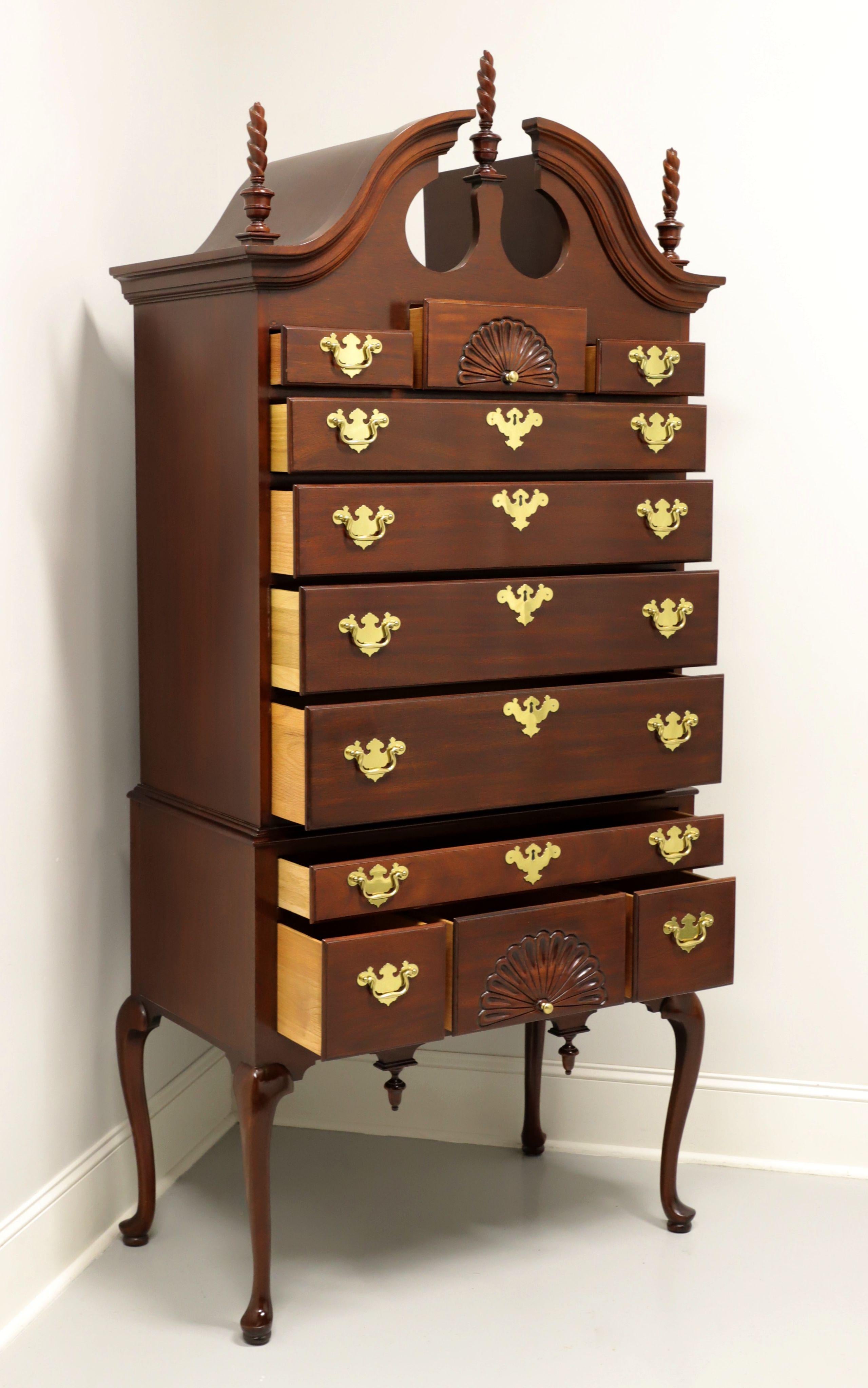 Brass COUNCILL CRAFTSMEN Mahogany Queen Anne Style Highboy Chest