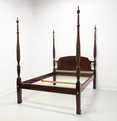 COUNCILL CRAFTSMEN Mahogany Traditional Queen Size Rice Carved Four Poster Bed
