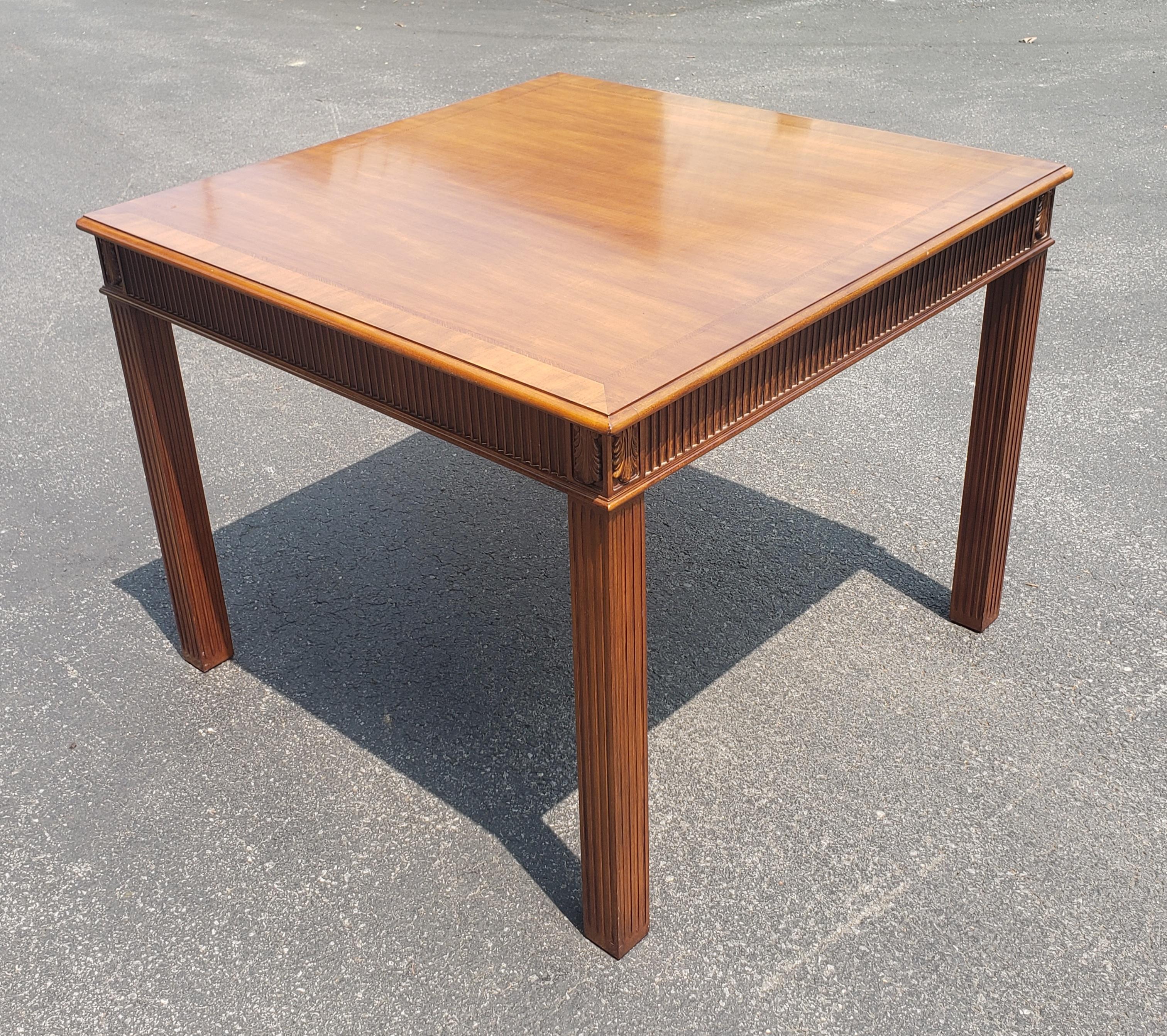 Modern Councill Furniture Carved and Banded Blonde Mahogany Dinette Table For Sale