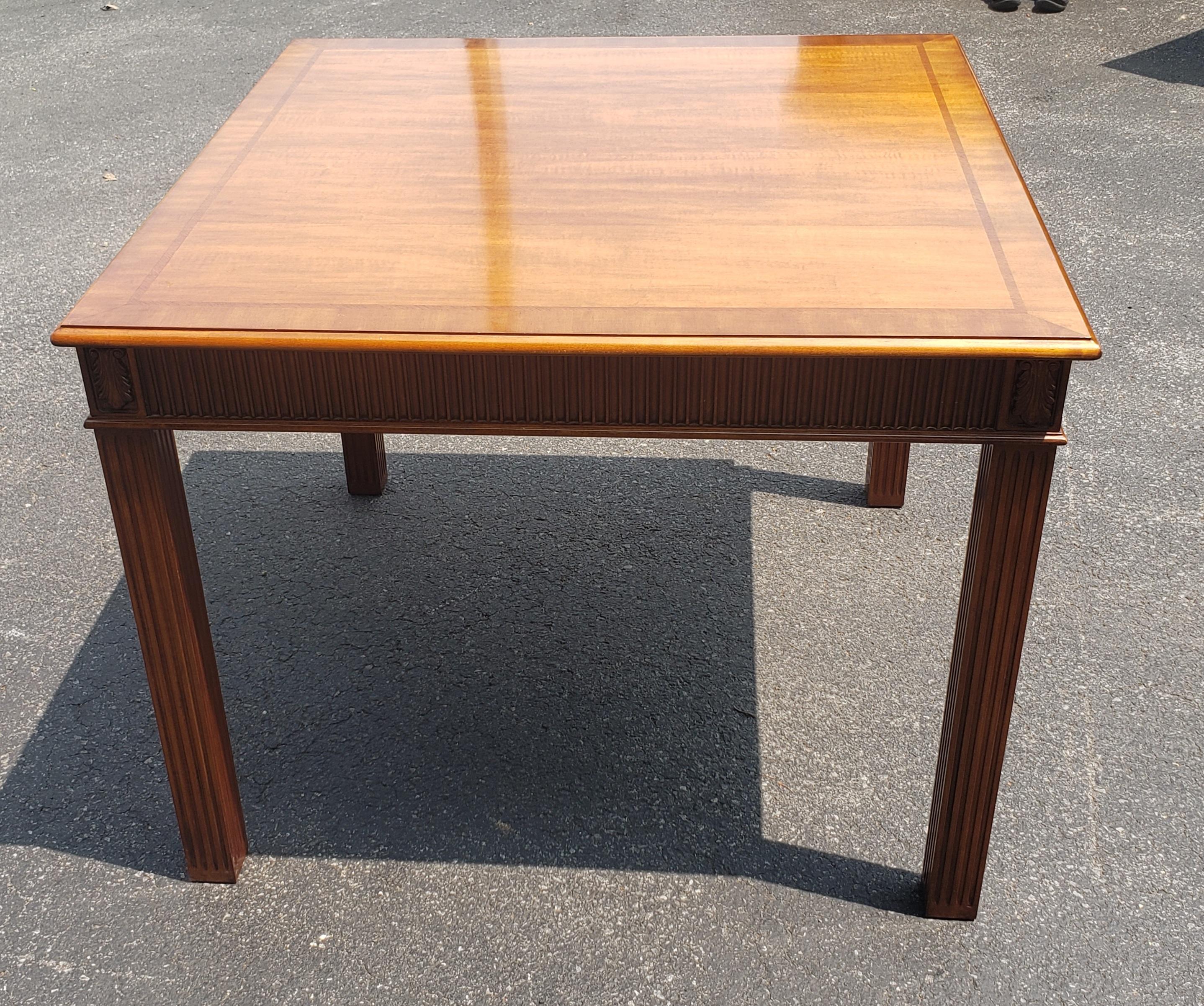 American Councill Furniture Carved and Banded Blonde Mahogany Dinette Table For Sale