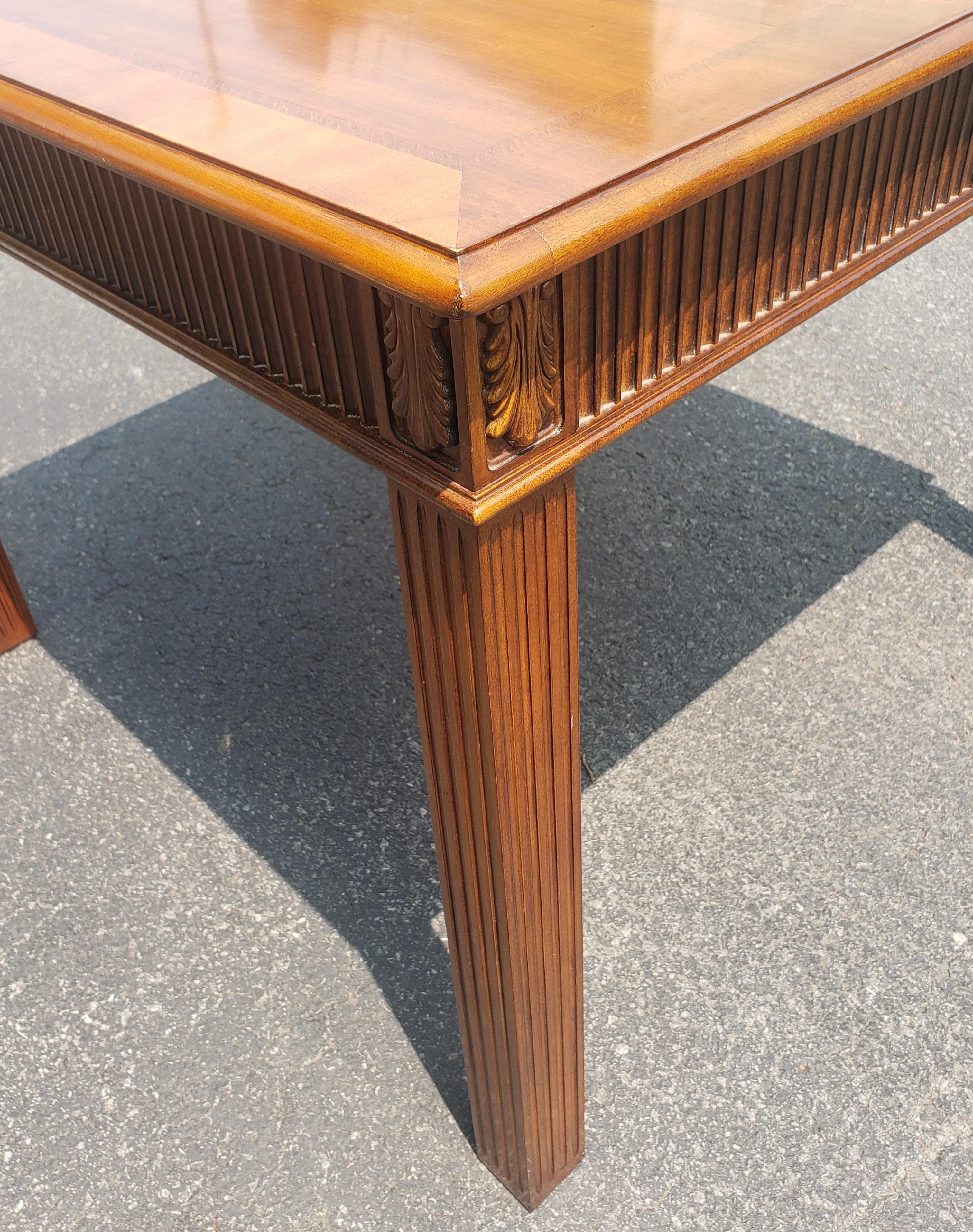 Councill Furniture Carved and Banded Blonde Mahogany Dinette Table In Good Condition For Sale In Germantown, MD