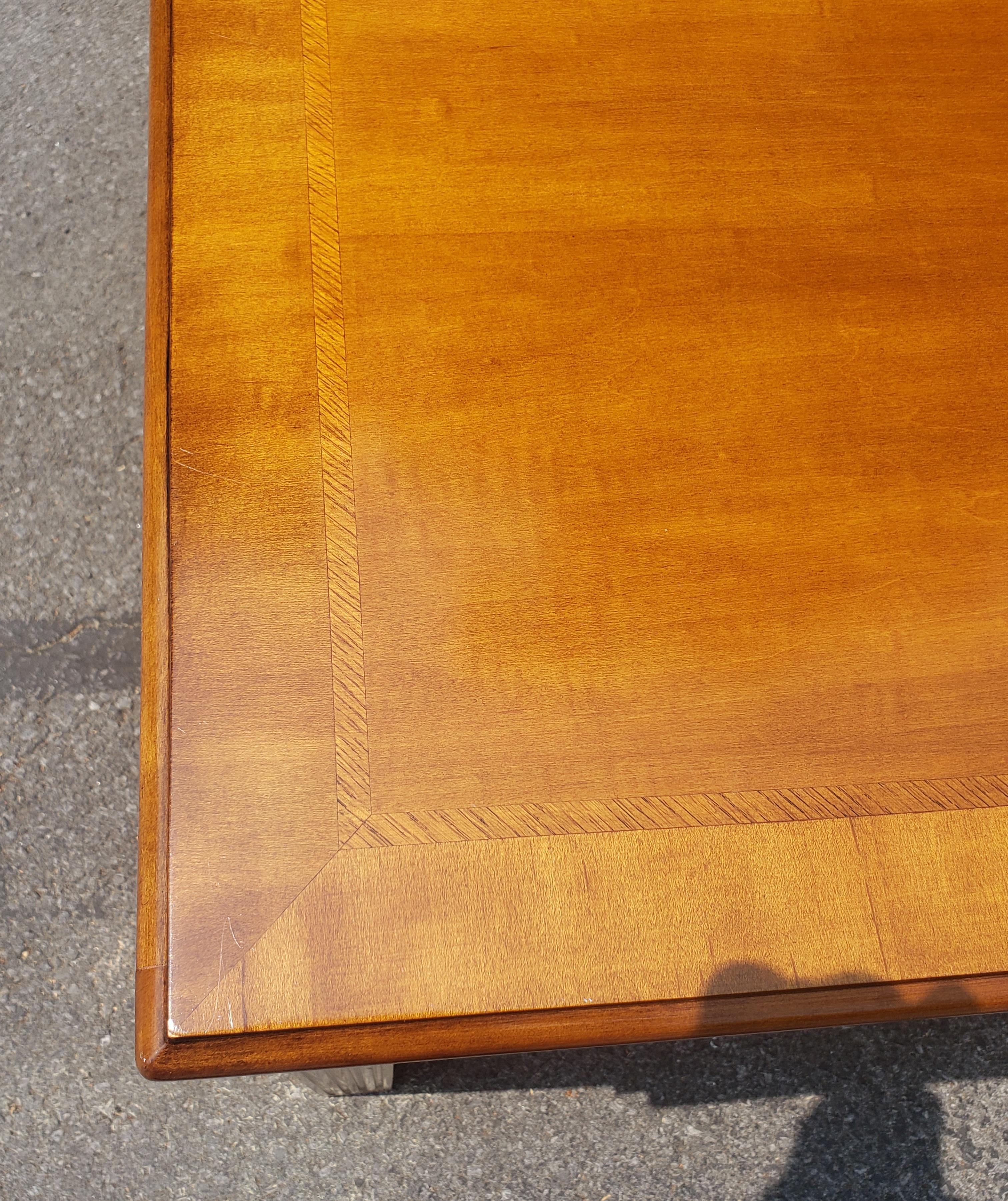 20th Century Councill Furniture Carved and Banded Blonde Mahogany Dinette Table For Sale