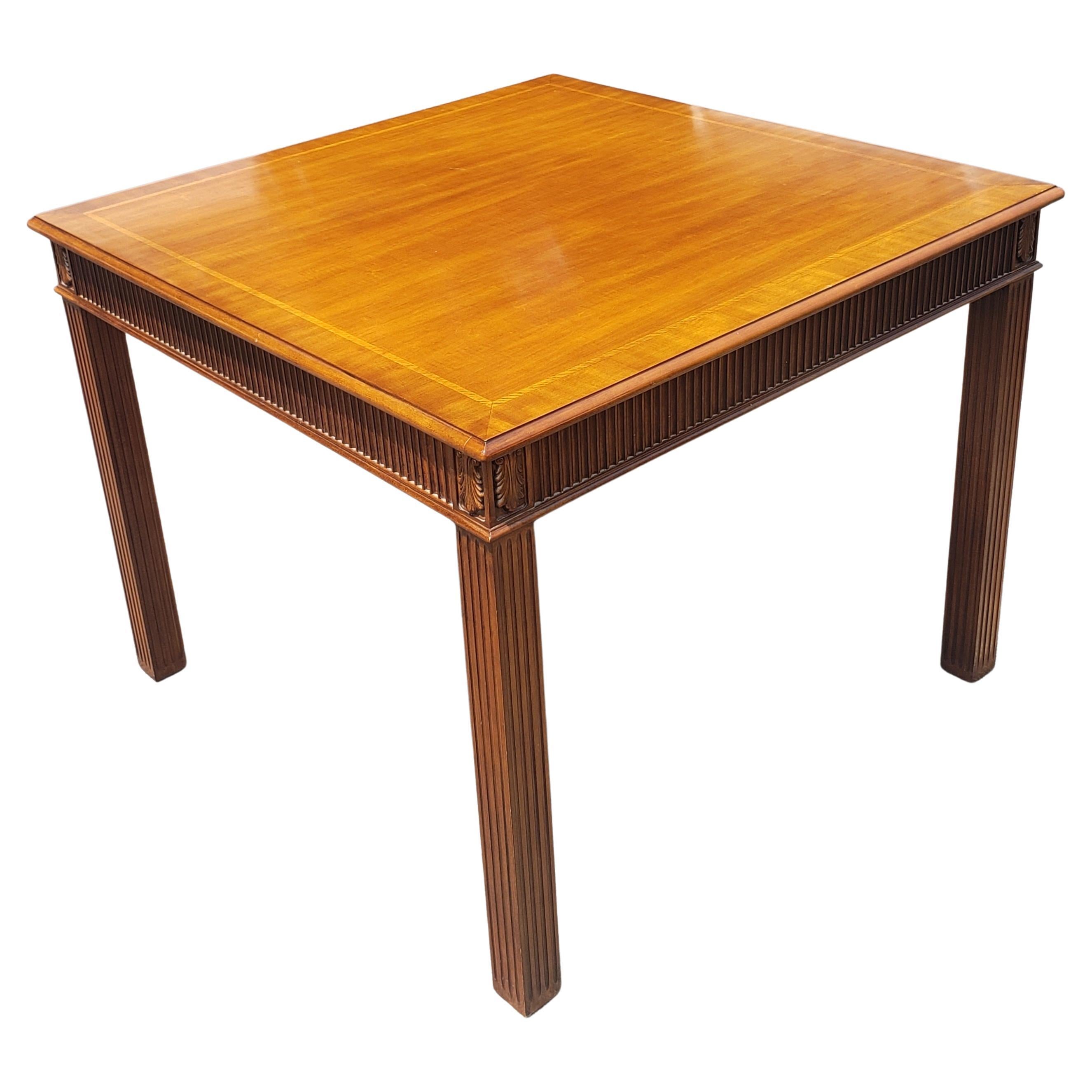 Councill Furniture Carved and Banded Blonde Mahogany Dinette Table For Sale