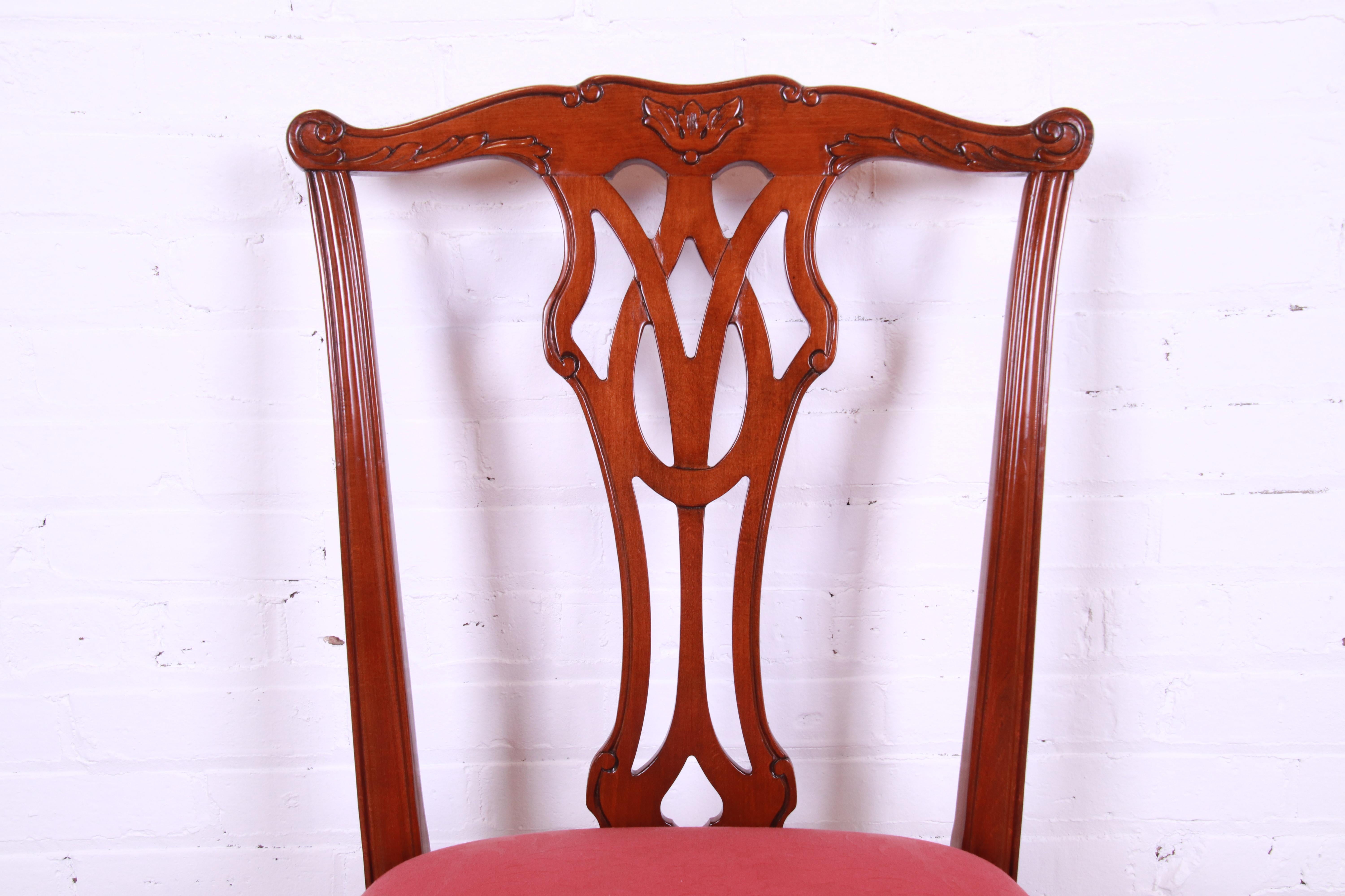 Councill Furniture Chippendale Carved Mahogany Dining Chairs, Set of Eight For Sale 4