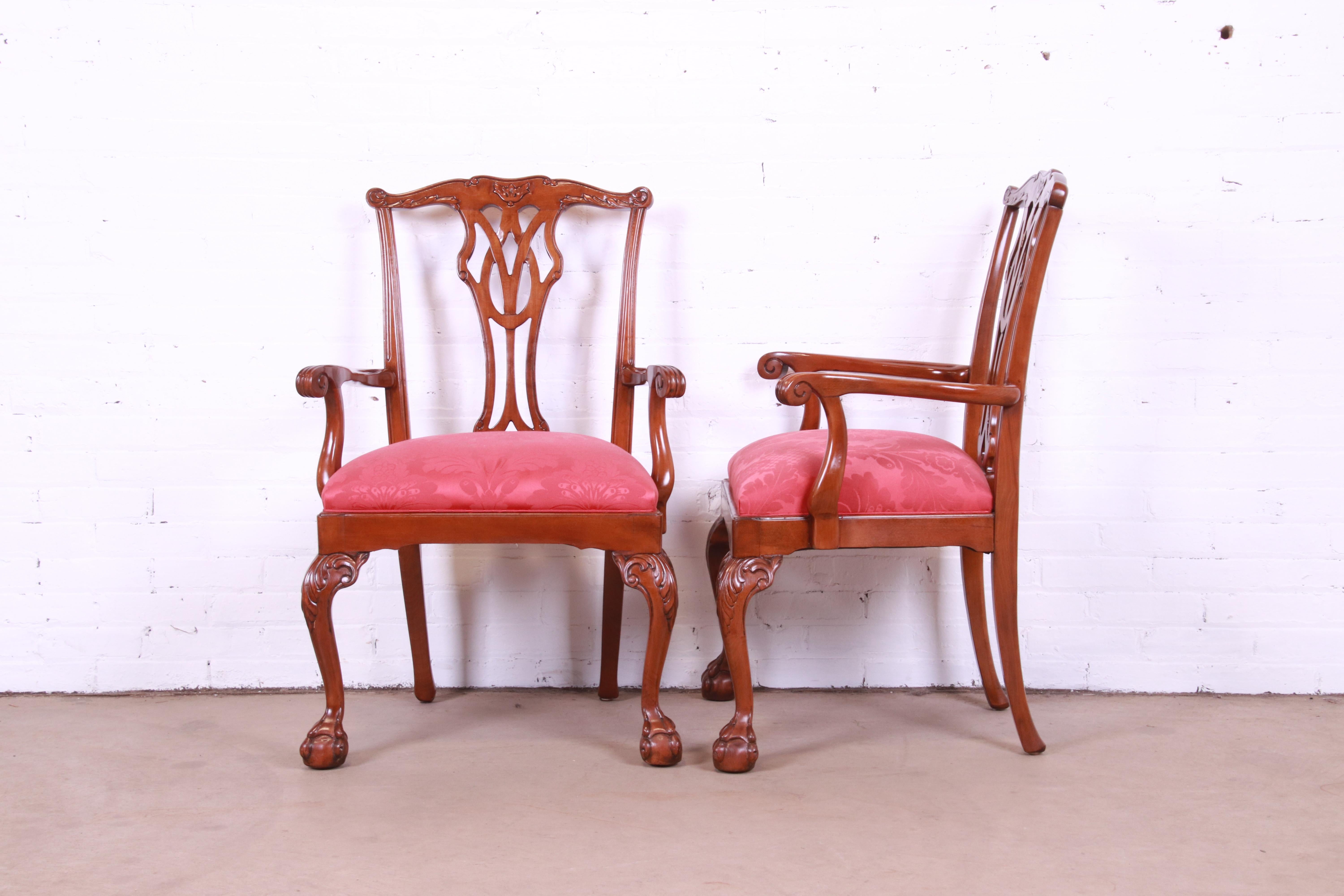 Councill Furniture Chippendale Carved Mahogany Dining Chairs, Set of Eight For Sale 8