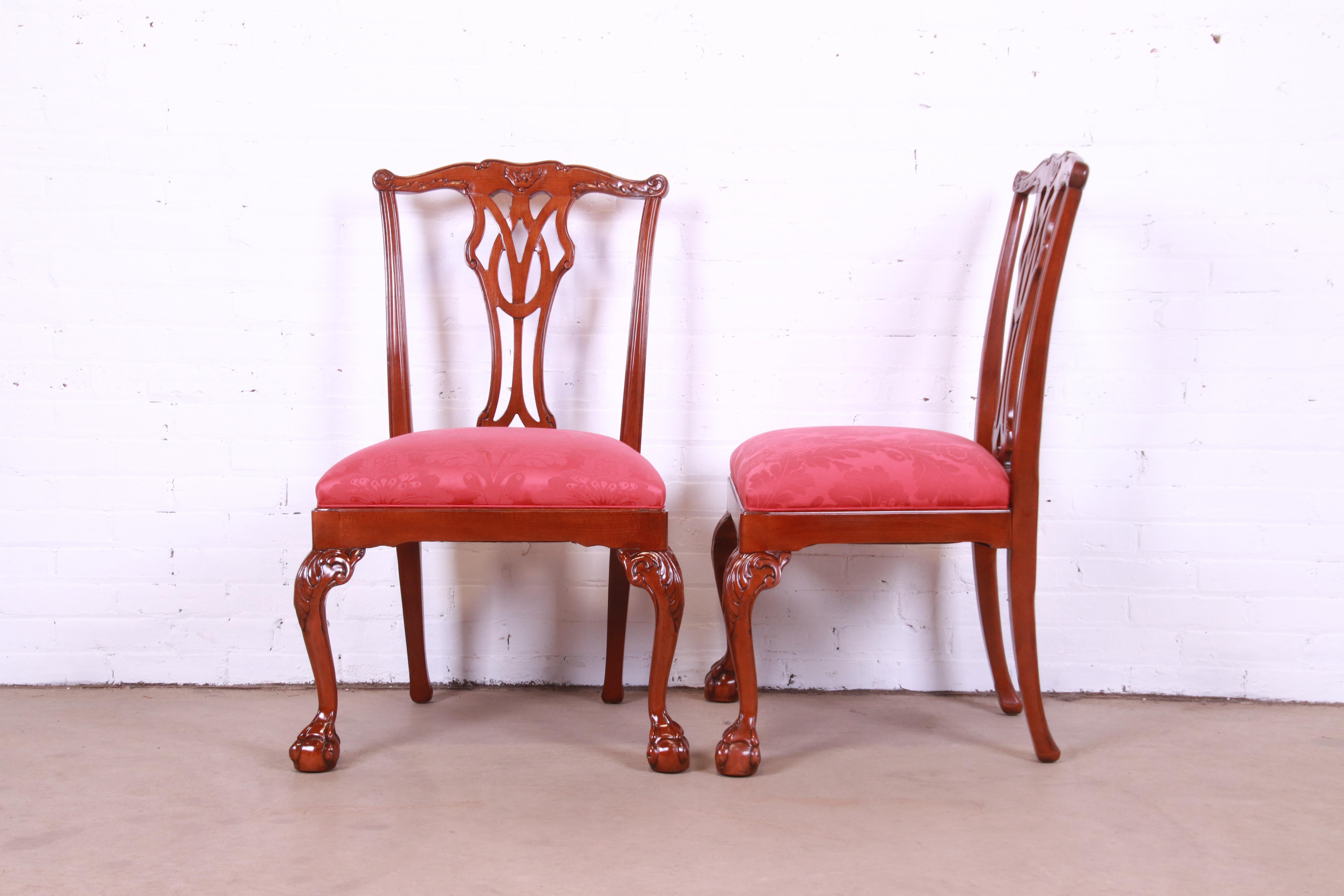 Councill Furniture Chippendale Carved Mahogany Dining Chairs, Set of Eight For Sale 1