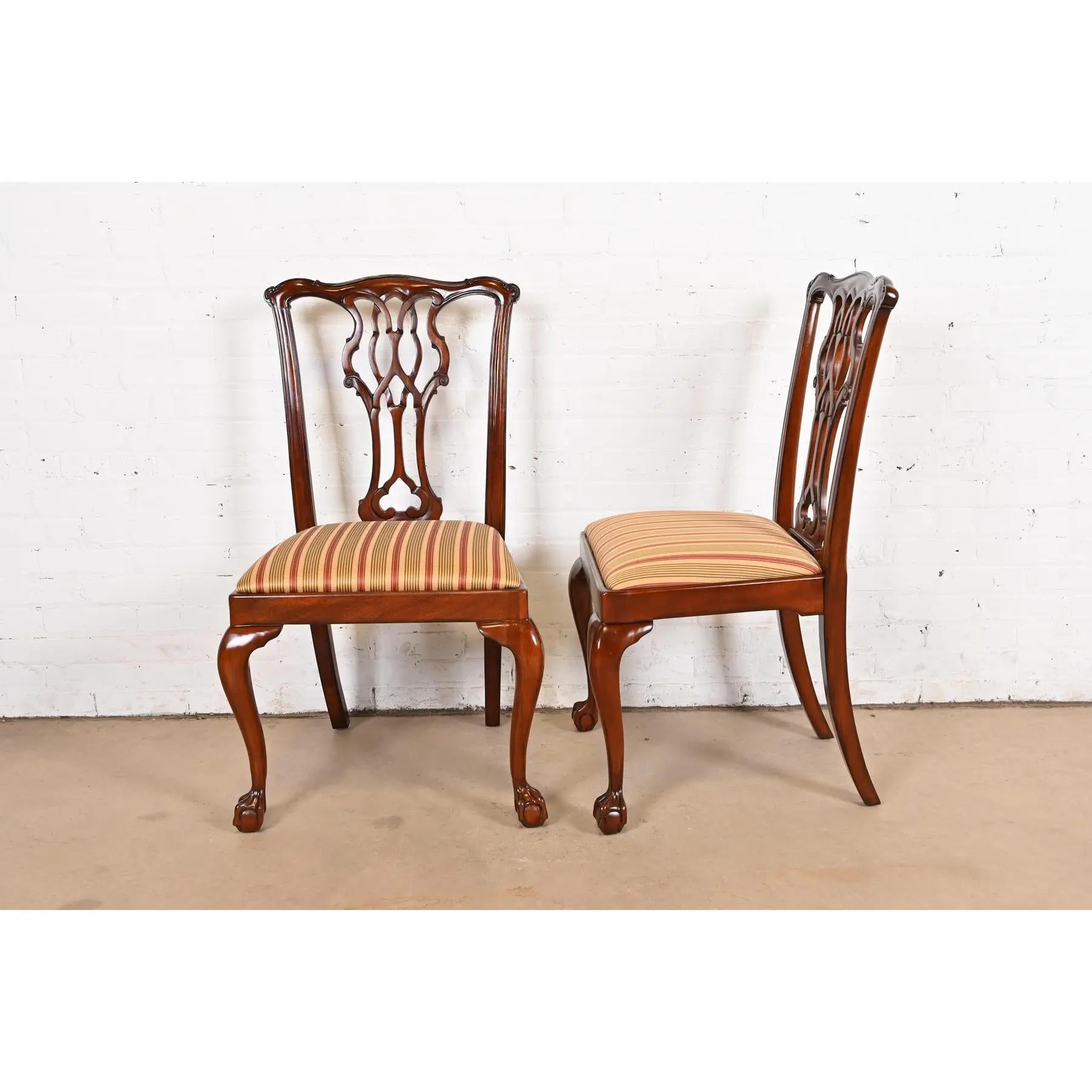 Councill Furniture Chippendale ensemble de huit chaises de salle à manger en acajou sculpté en vente 2