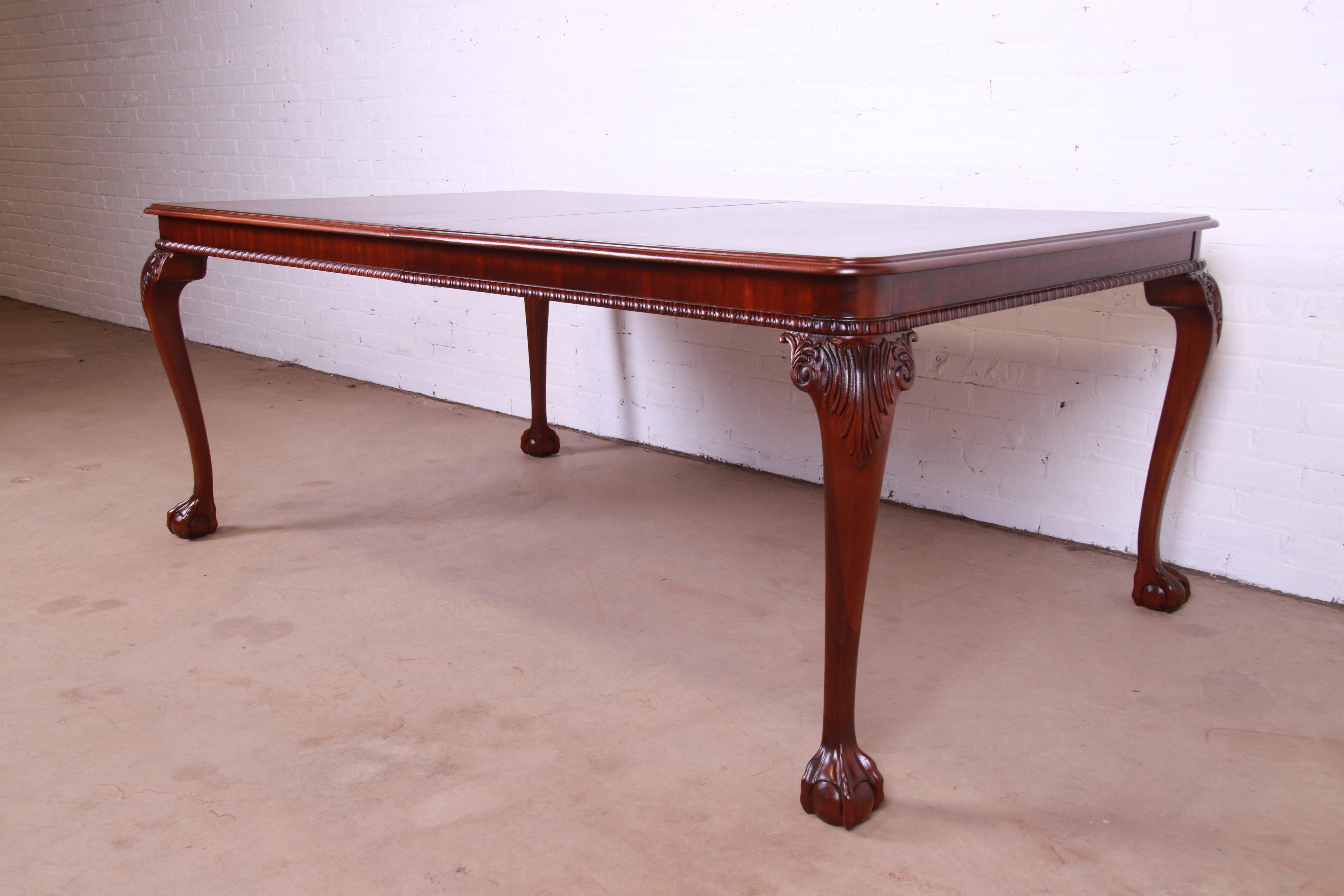 Councill Furniture Chippendale Carved Mahogany Dining Table, Newly Refinished For Sale 6