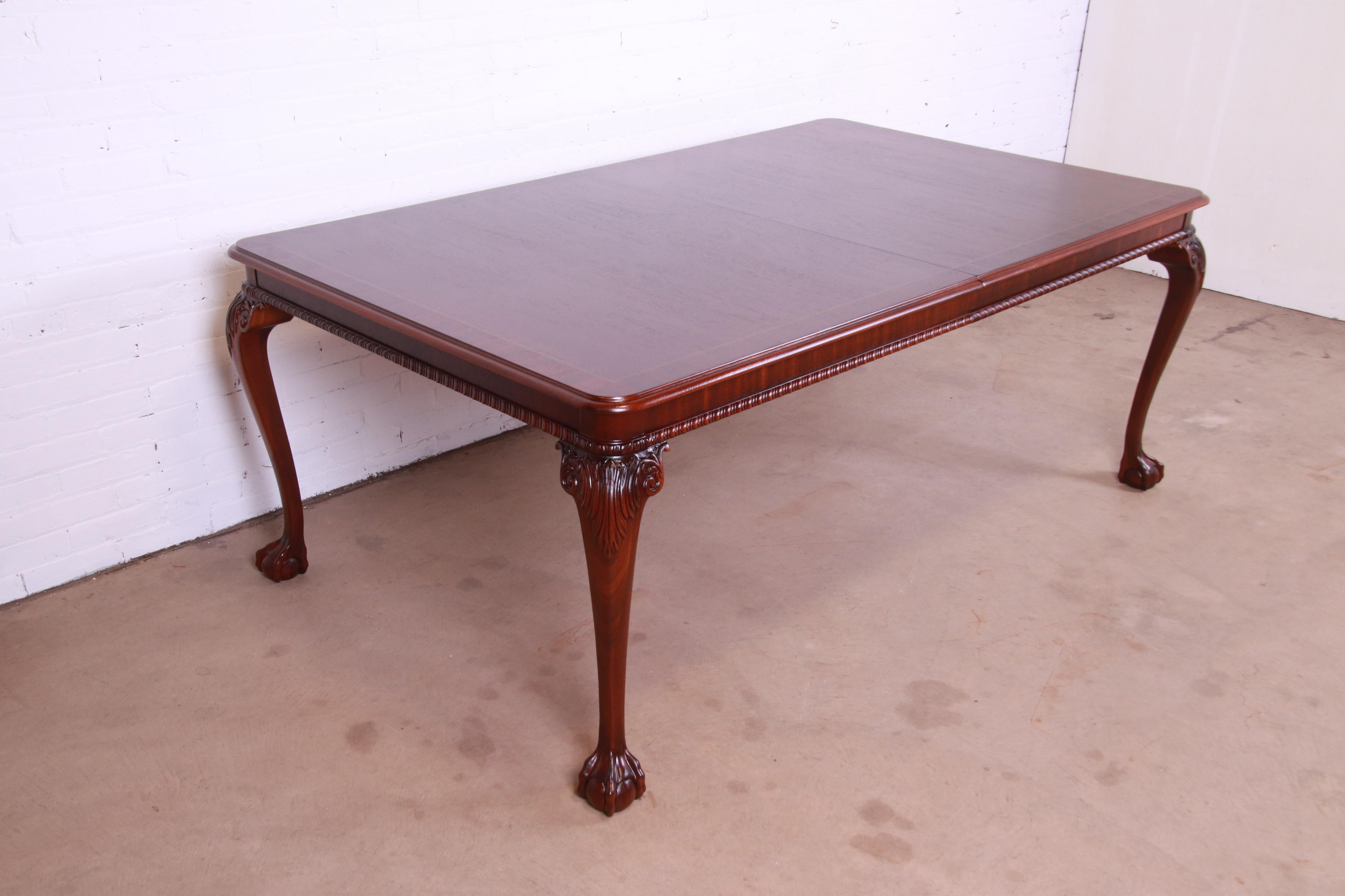 Councill Furniture Chippendale Carved Mahogany Dining Table, Newly Refinished For Sale 7