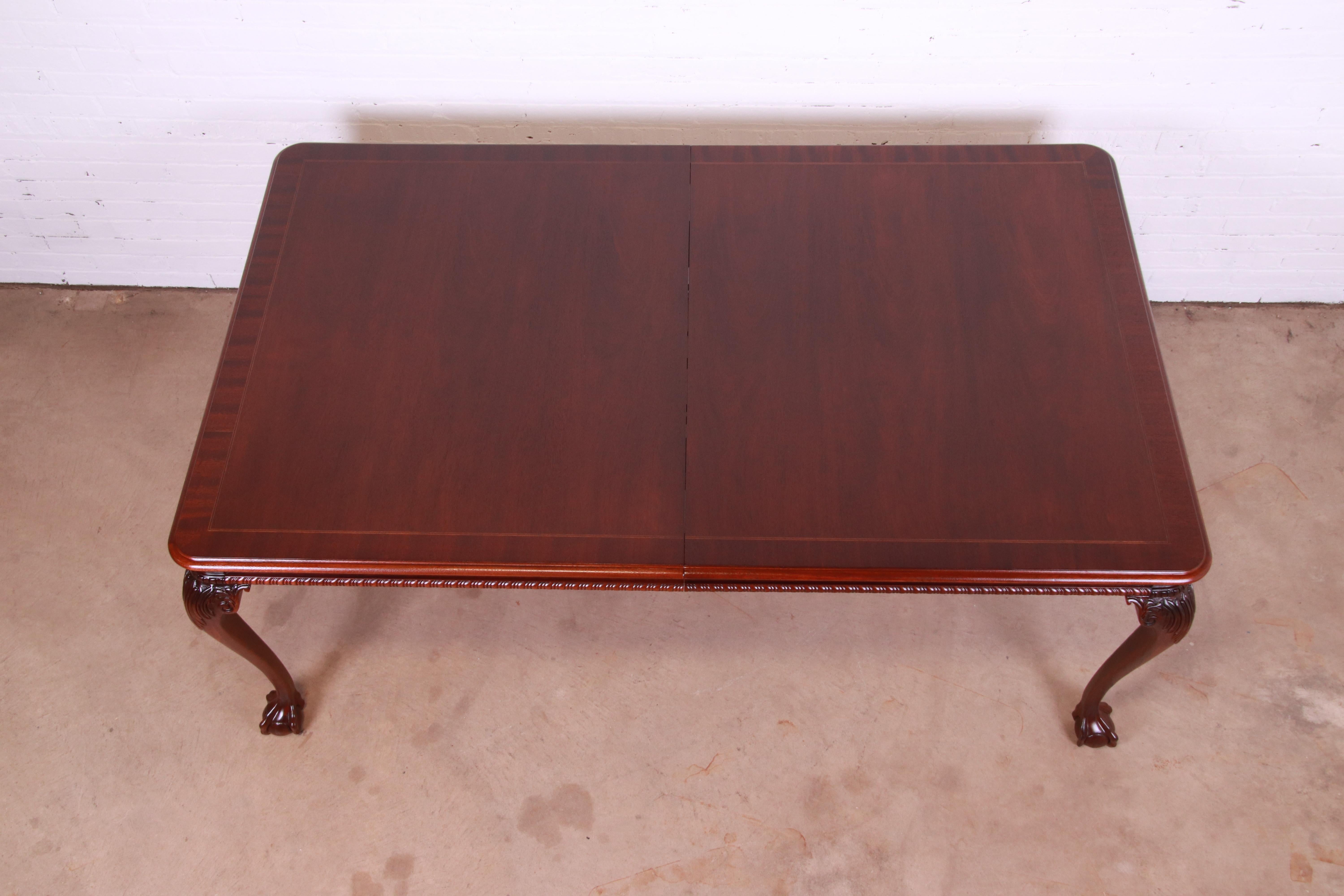 Councill Furniture Chippendale Carved Mahogany Dining Table, Newly Refinished 9