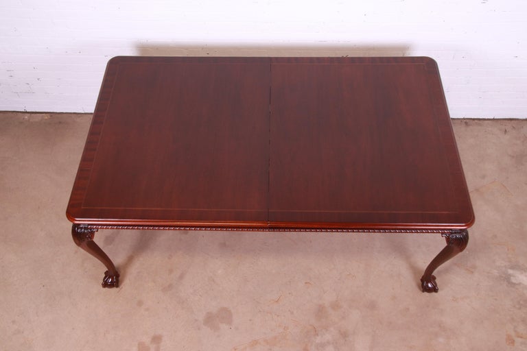 Councill Furniture Chippendale Carved Mahogany Dining Table, Newly Refinished For Sale 10