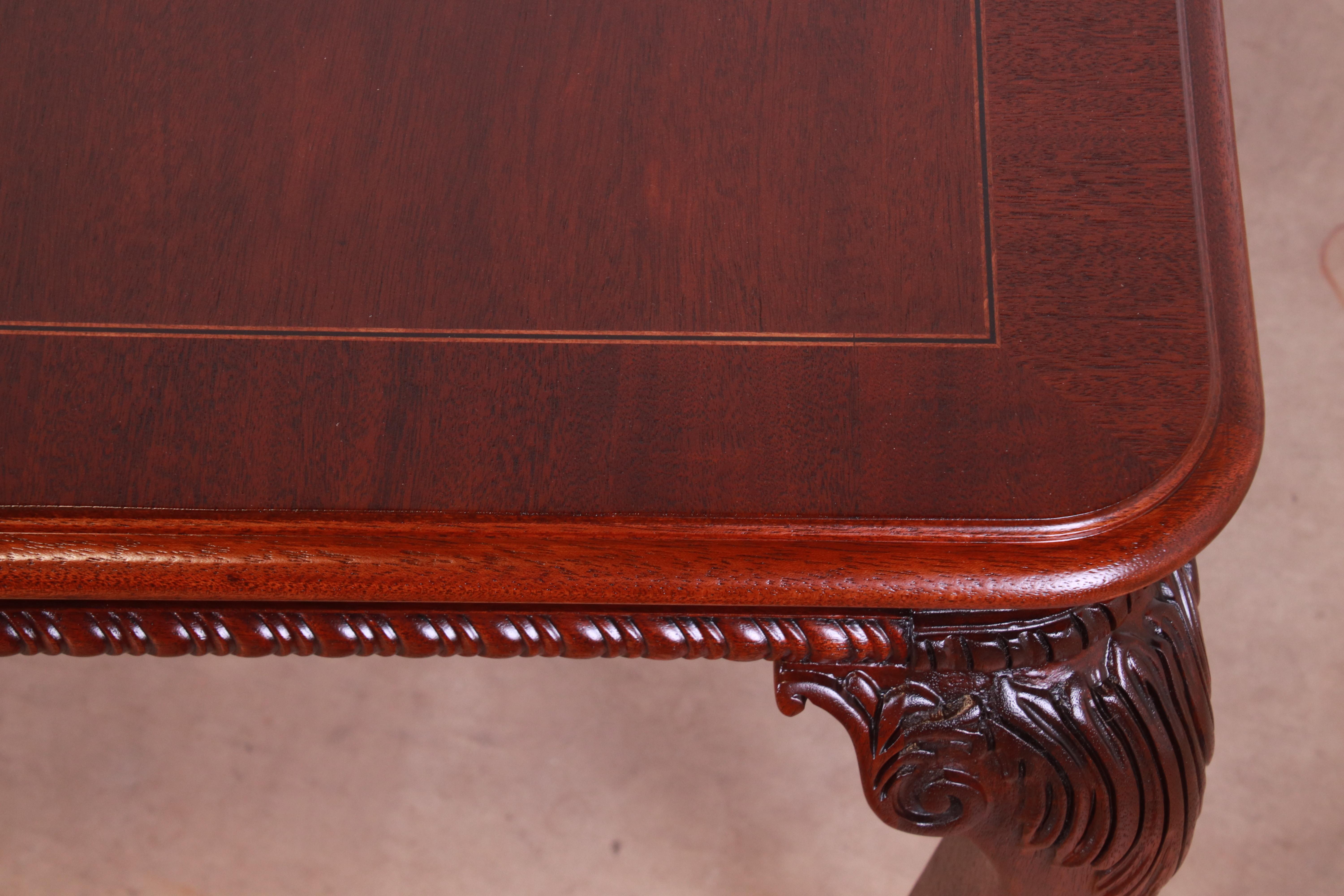 Councill Furniture Chippendale Carved Mahogany Dining Table, Newly Refinished 10