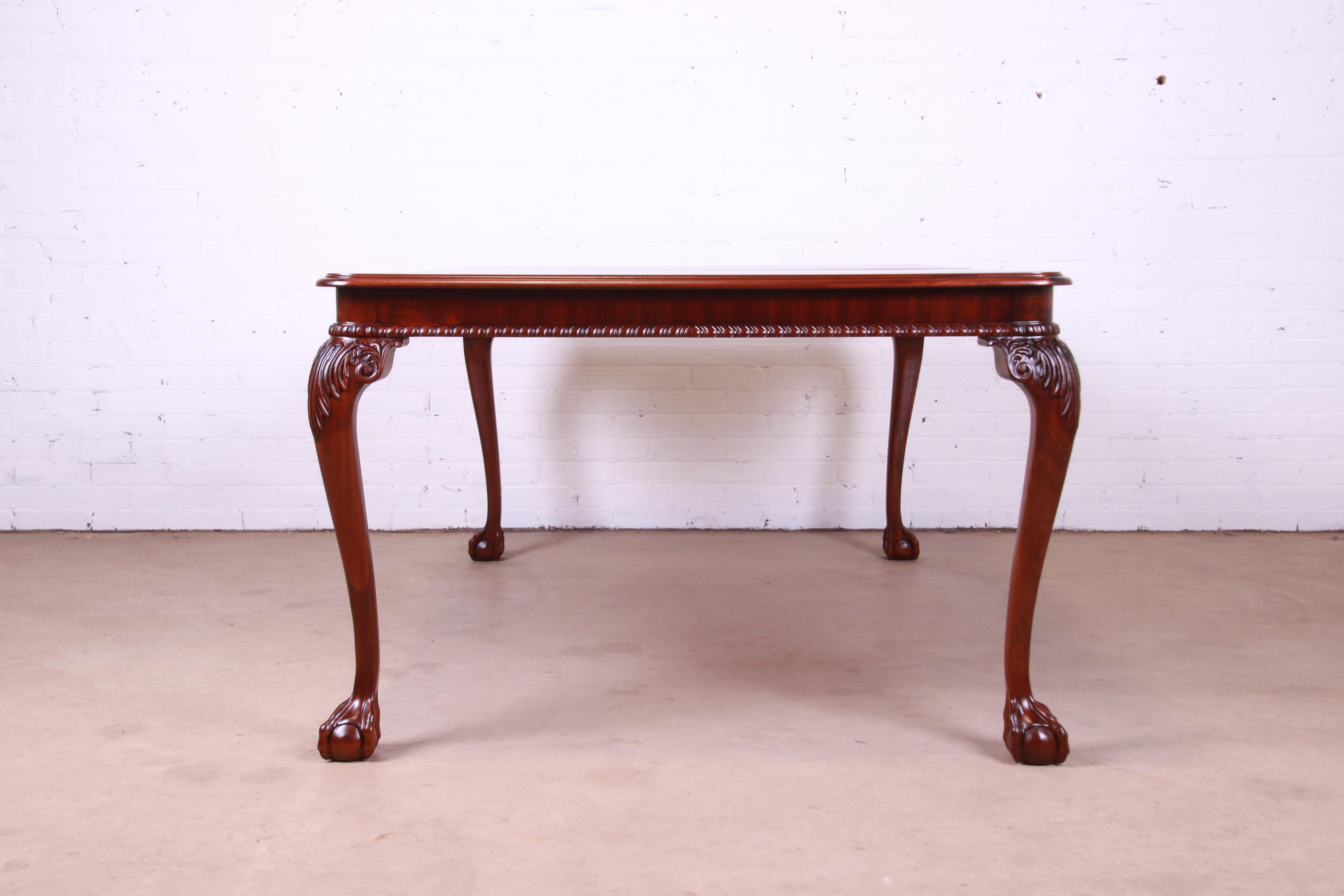 Councill Furniture Chippendale Carved Mahogany Dining Table, Newly Refinished 12