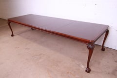 Councill Furniture Chippendale Carved Mahogany Dining Table, Newly Refinished