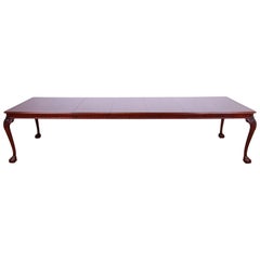 Councill Furniture Chippendale Carved Mahogany Dining Table, Newly Refinished
