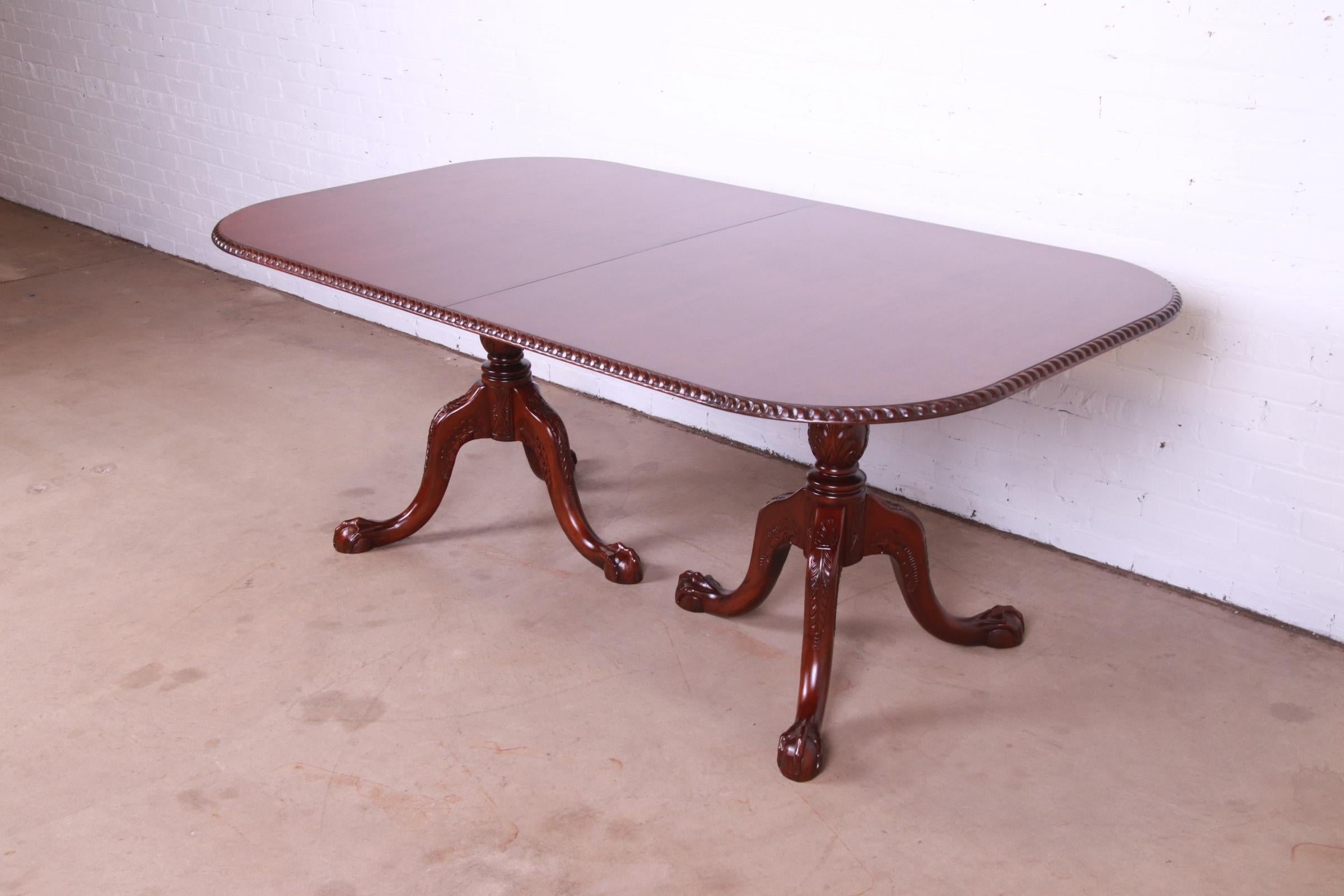 Councill Furniture Chippendale Mahogany Double Pedestal Dining Table, Refinished For Sale 6
