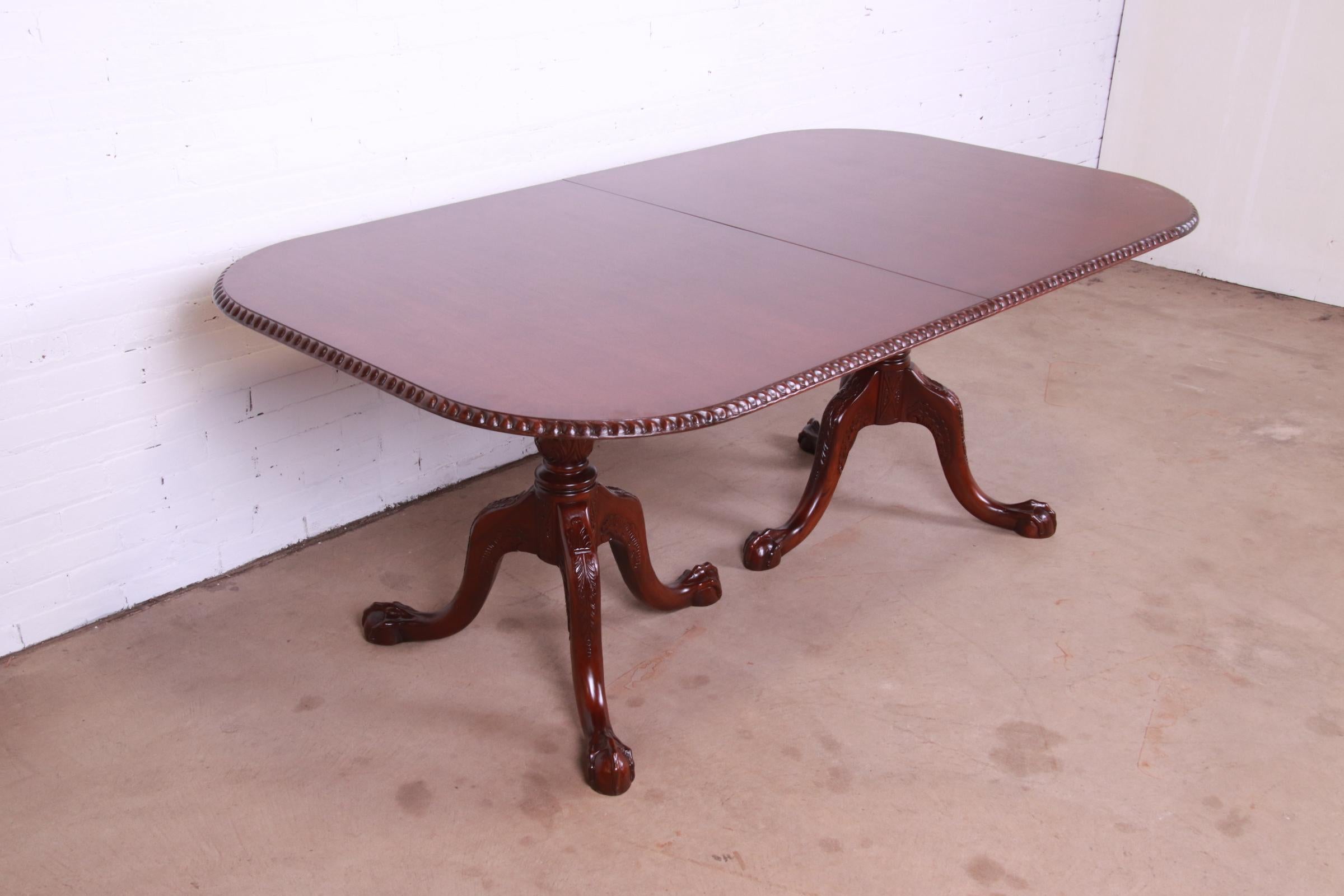 Councill Furniture Chippendale Mahogany Double Pedestal Dining Table, Refinished For Sale 8