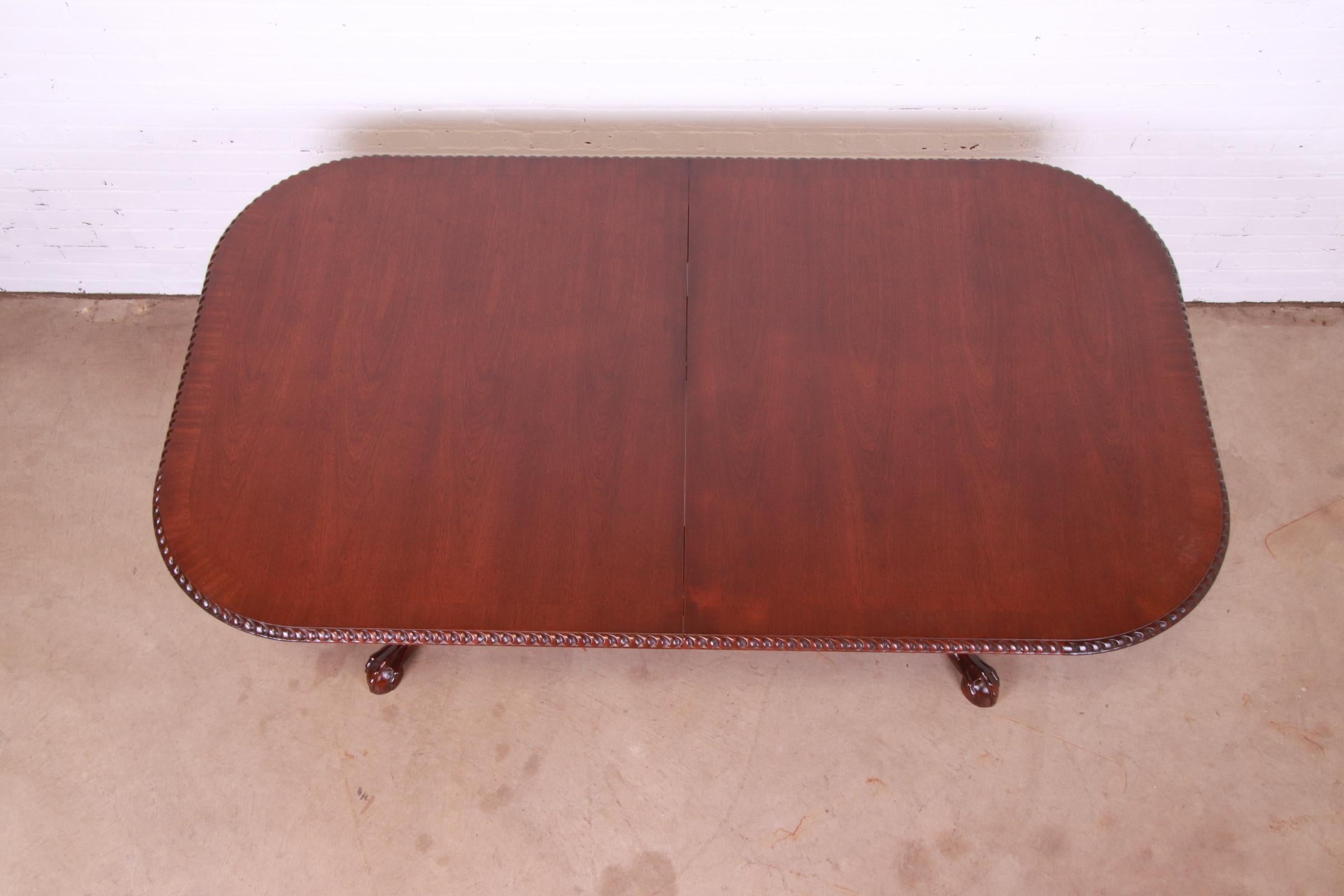 Councill Furniture Chippendale Mahogany Double Pedestal Dining Table, Refinished For Sale 10