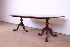 Councill Furniture Chippendale Mahogany Double Pedestal Dining Table, Refinished