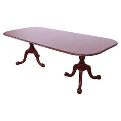 Councill Furniture Chippendale Mahogany Double Pedestal Dining Table, Refinished