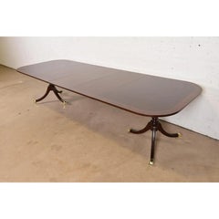 Councill Furniture Georgian Banded Mahogany Double Pedestal Dining Table