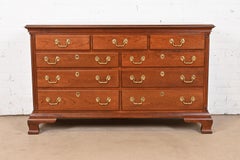 Councill Furniture Georgian Carved Cherry Wood Nine-Drawer Dresser, Refinished