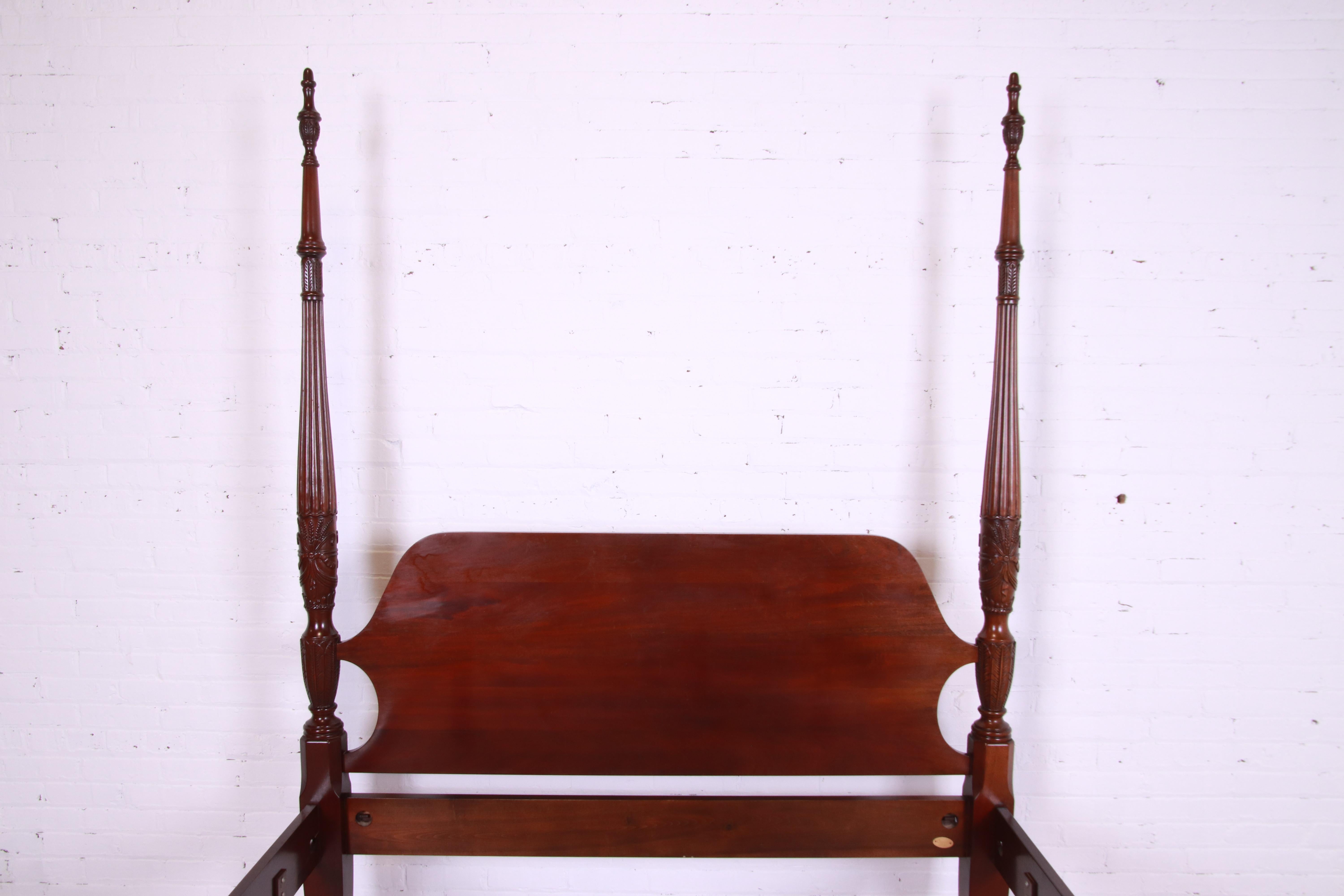 Councill Furniture Georgian Carved Mahogany Queen Size Poster Bed For Sale 1