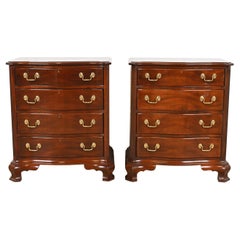 Councill Furniture Georgian Carved Solid Mahogany Bedside Chests, Pair