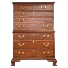 Councill Furniture Georgian Mahogany Banded Highboy Dresser, Newly Refinished