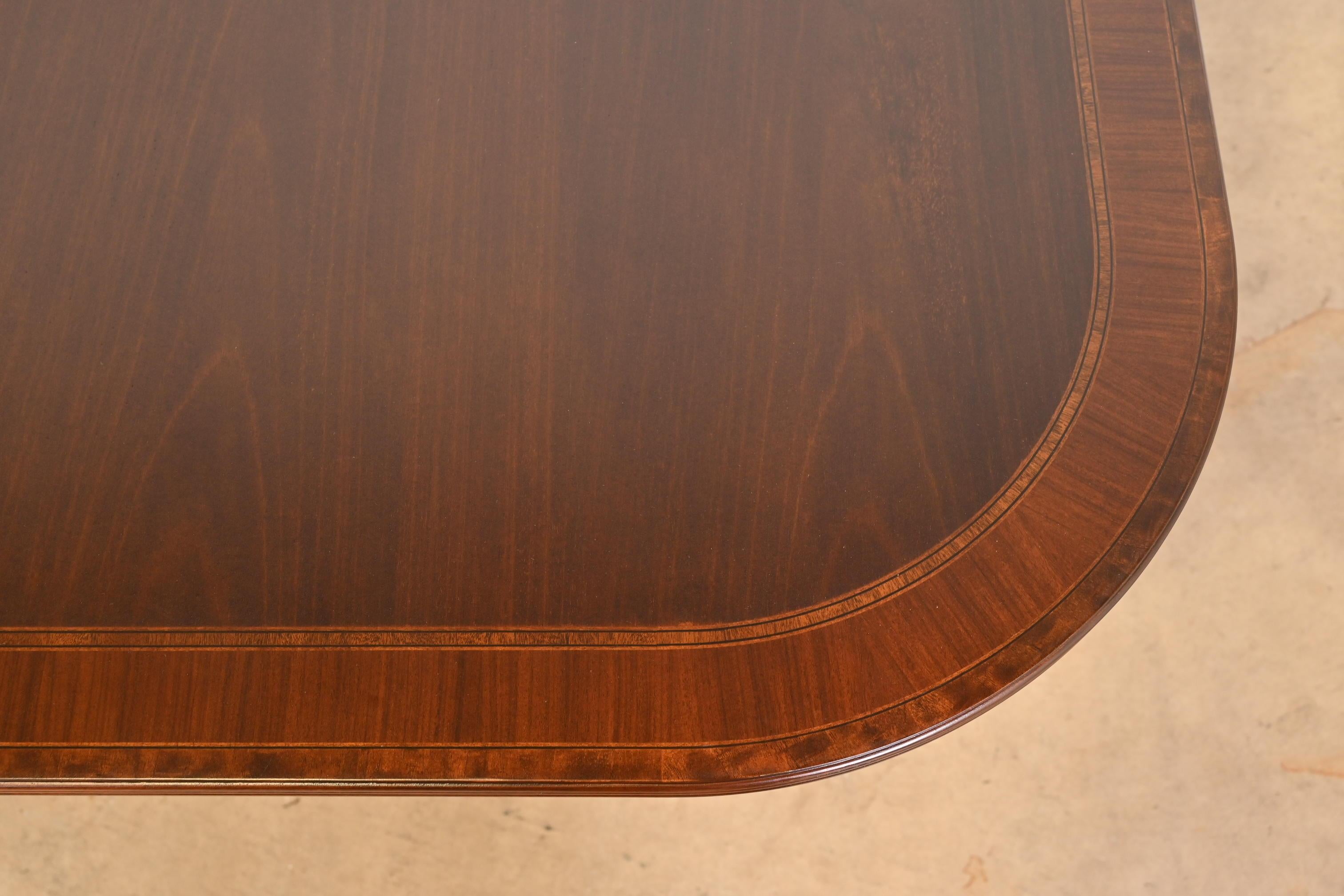 20th Century Councill Furniture Georgian Mahogany Double Pedestal Dining Table, Refinished For Sale
