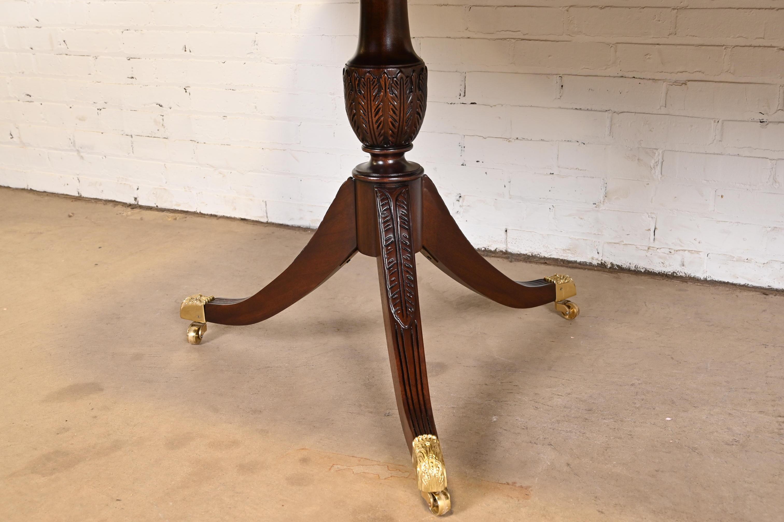 Brass Councill Furniture Georgian Mahogany Double Pedestal Dining Table, Refinished For Sale