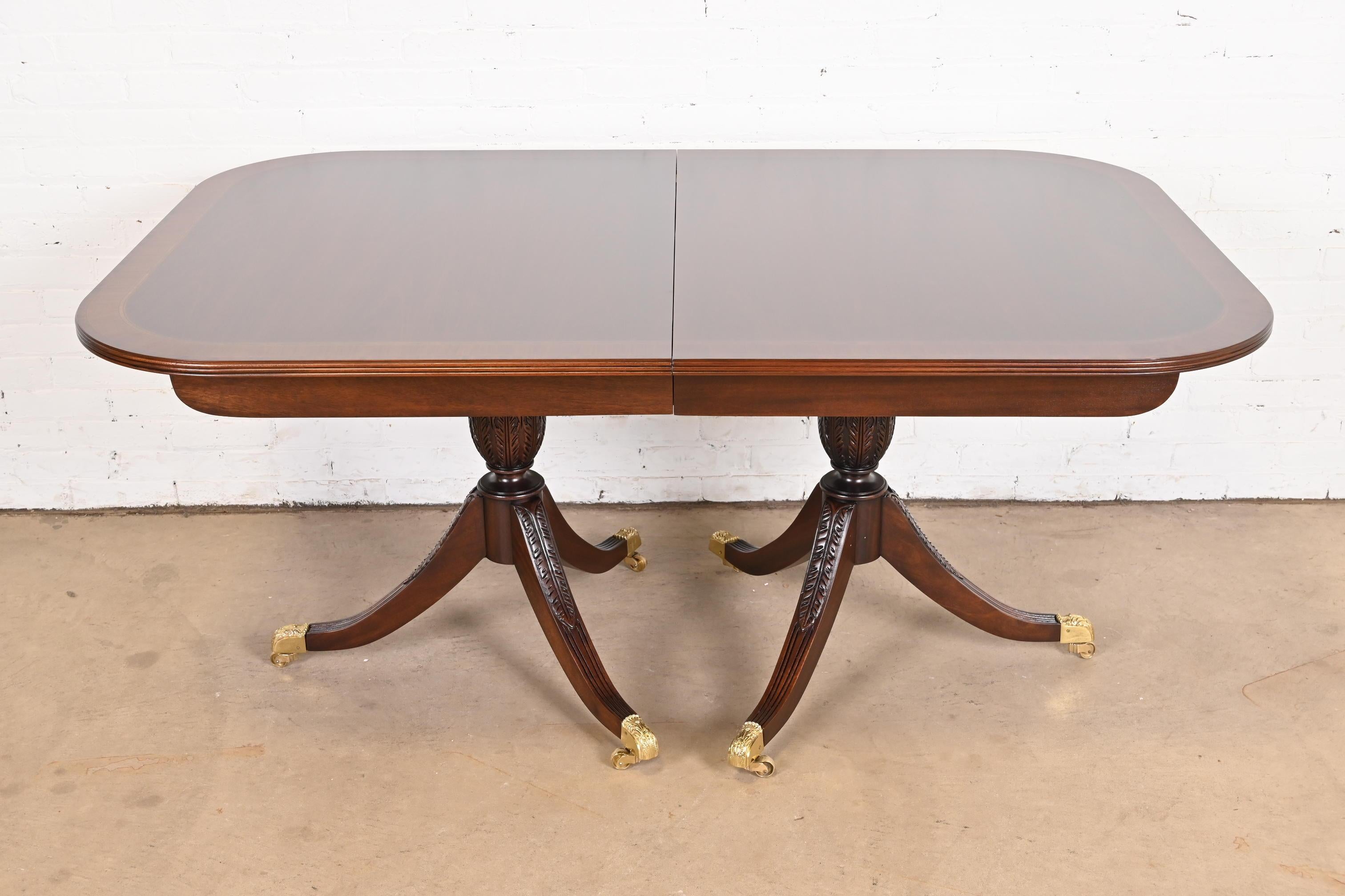 Councill Furniture Georgian Mahogany Double Pedestal Dining Table, Refinished For Sale 2