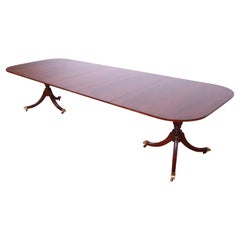 Councill Furniture Georgian Mahogany Double Pedestal Dining Table, Refinished