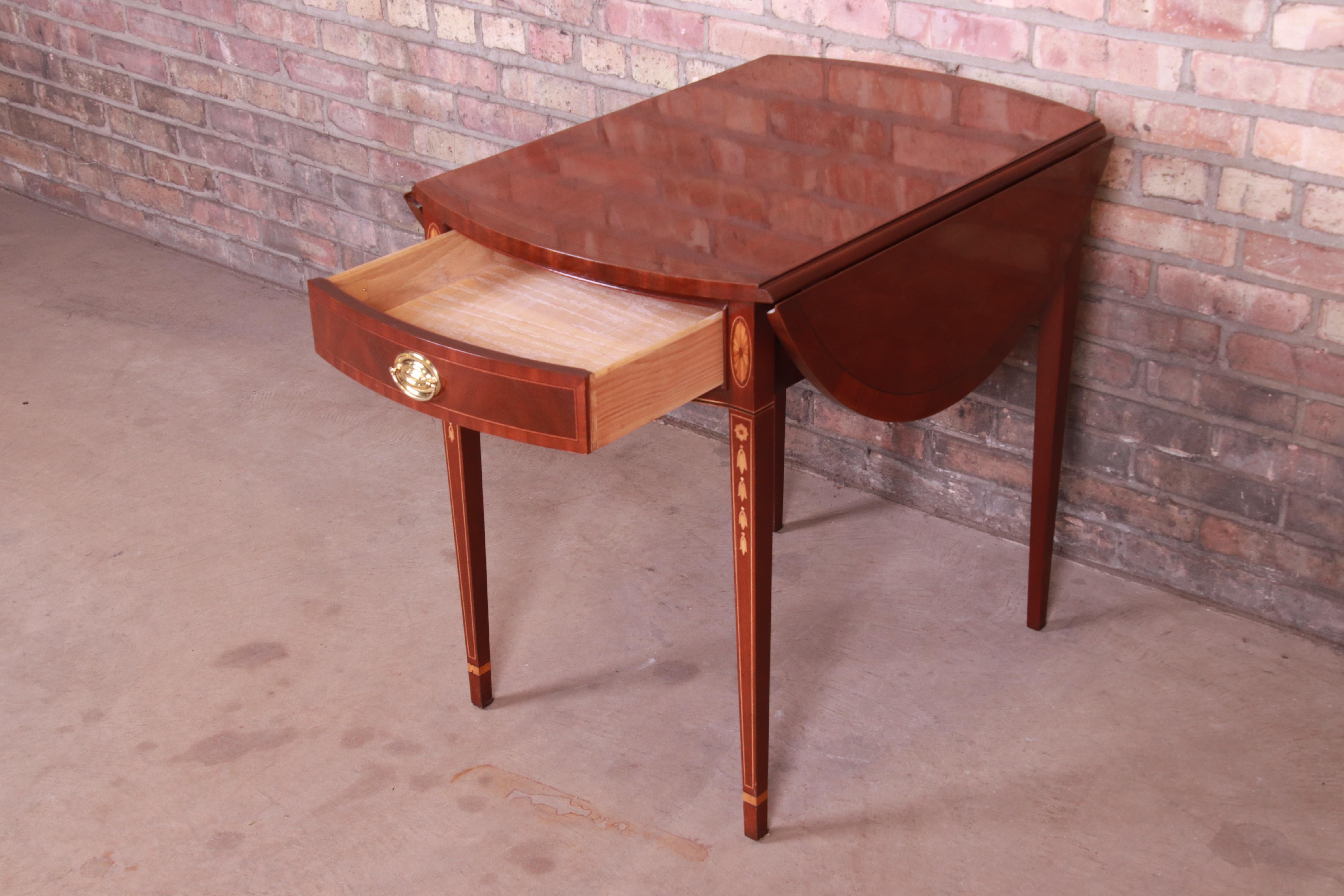 Councill Furniture Inlaid Mahogany Drop-Leaf Pembroke Side Table 5