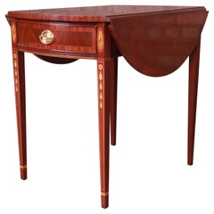 Used Councill Furniture Inlaid Mahogany Drop-Leaf Pembroke Side Table