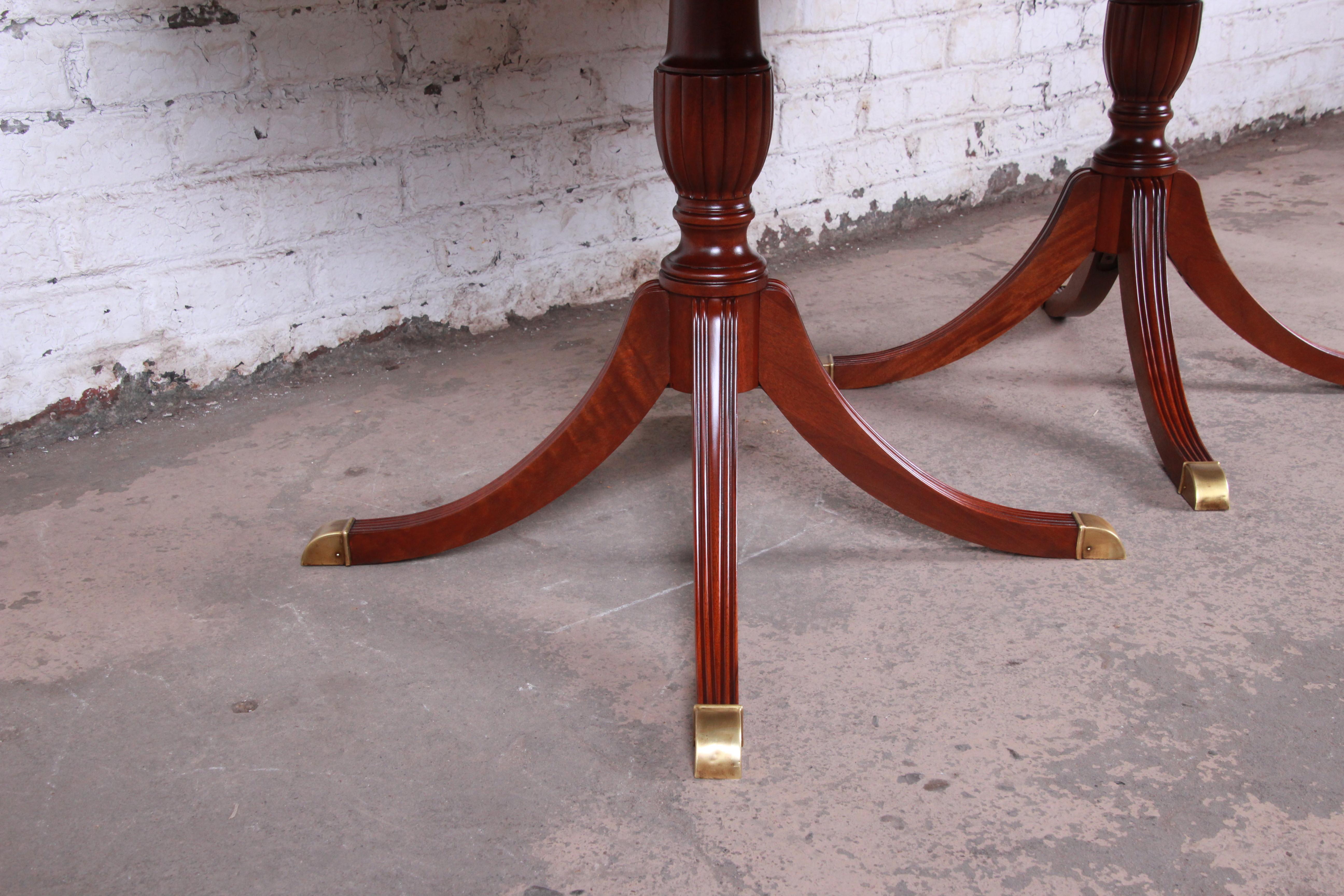 Councill Georgian Banded Mahogany Double Pedestal Dining Table, Newly Refinished 4