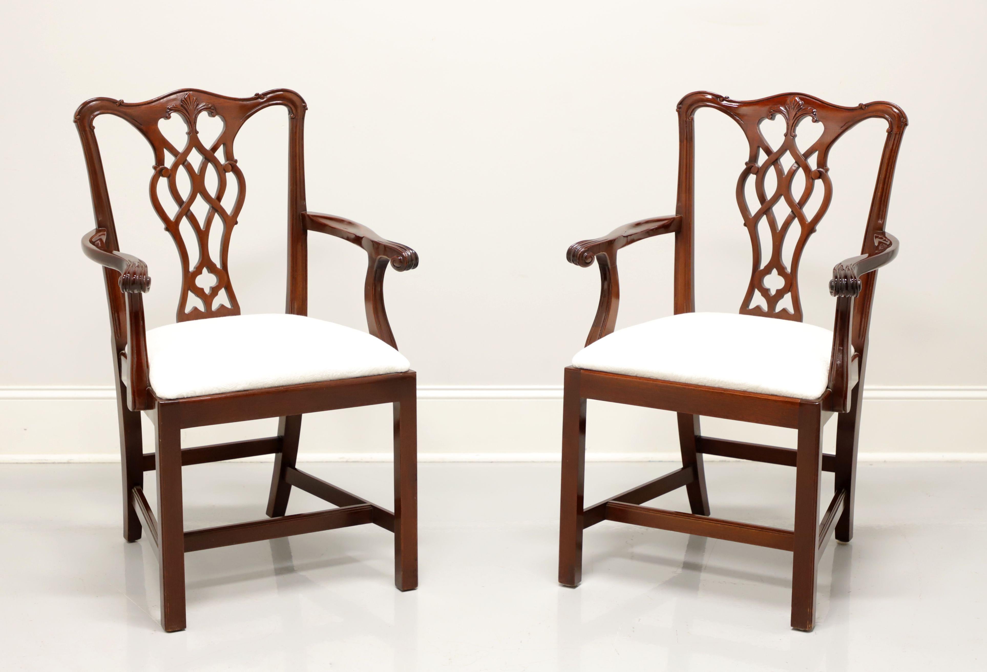 COUNCILL Mahogany Chippendale Style Straight Leg Dining Armchairs - Pair 7