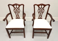 COUNCILL Mahogany Chippendale Style Straight Leg Dining Armchairs - Pair