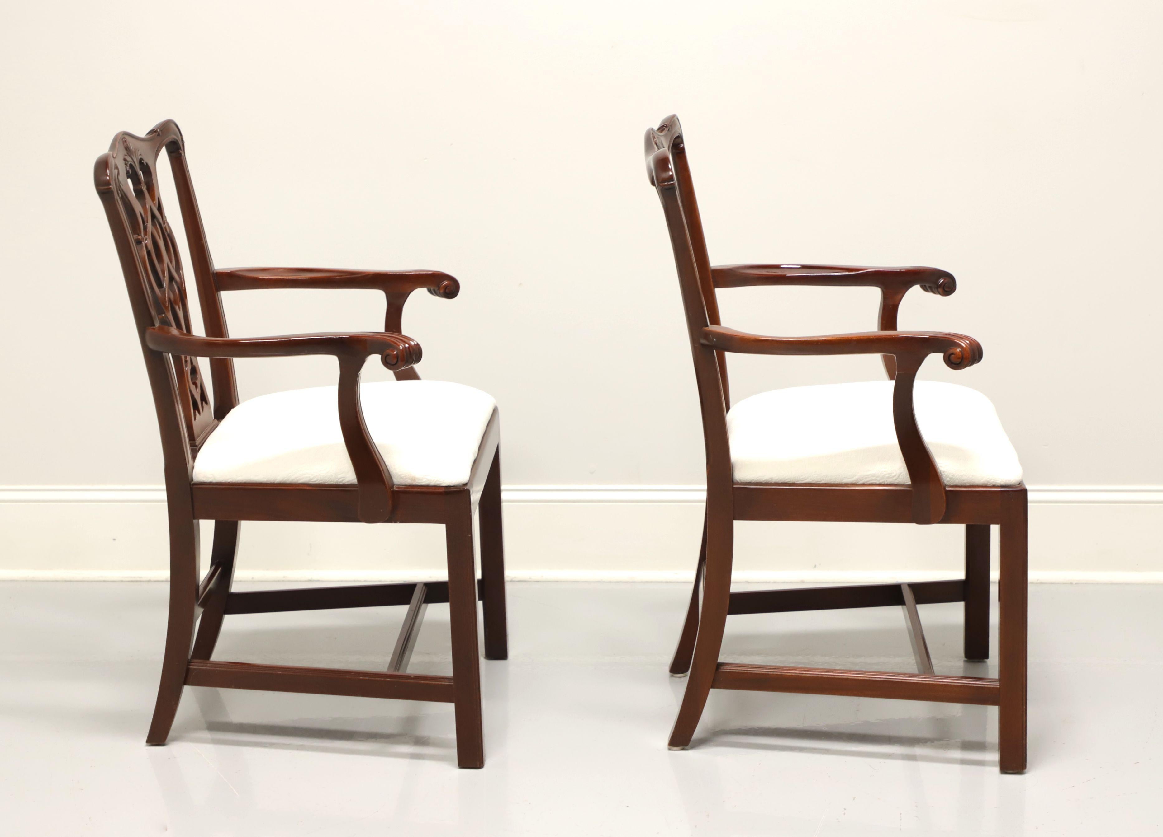 20th Century COUNCILL Mahogany Chippendale Style Straight Leg Dining Armchairs - Pair