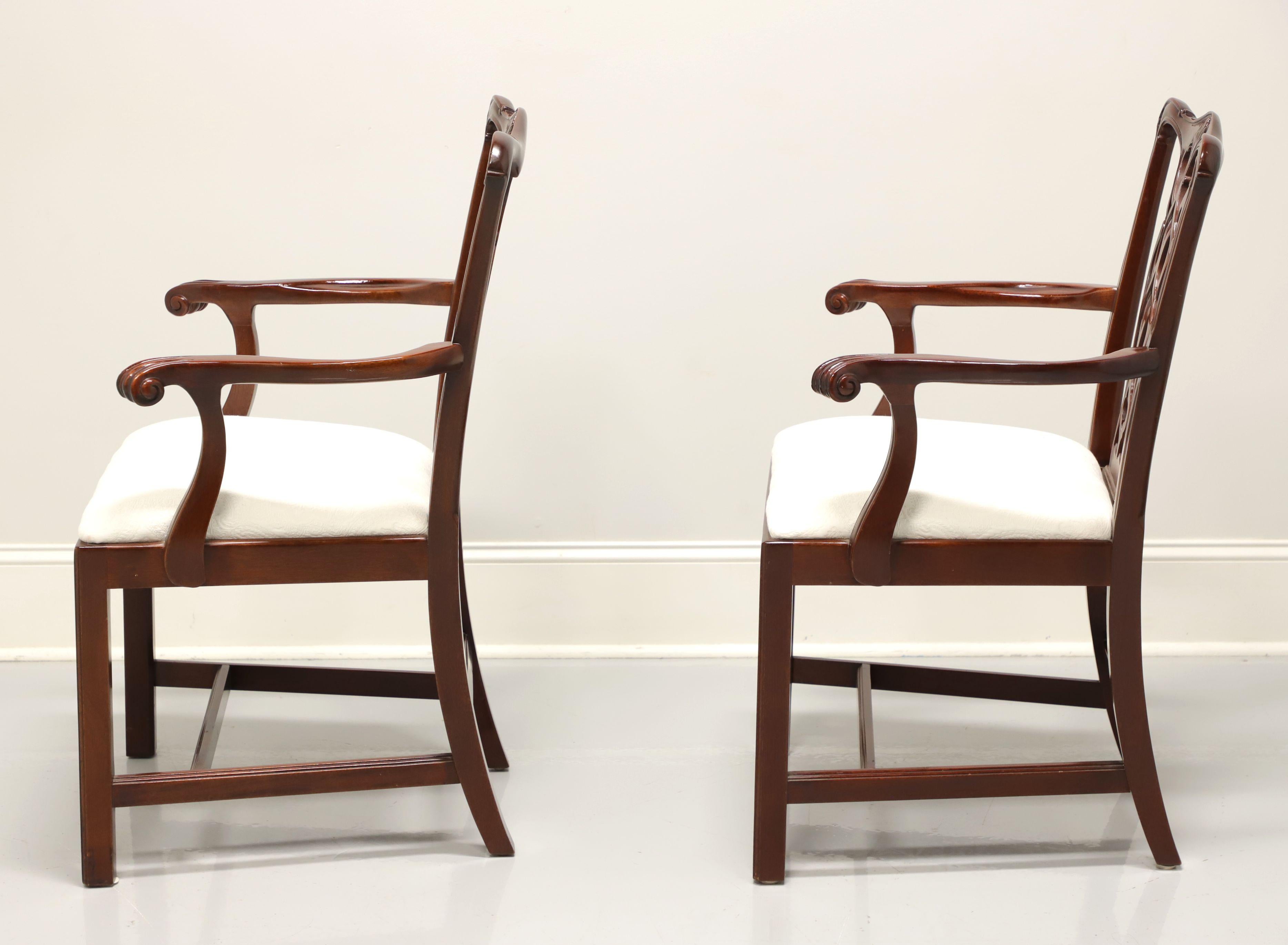 COUNCILL Mahogany Chippendale Style Straight Leg Dining Armchairs - Pair 1