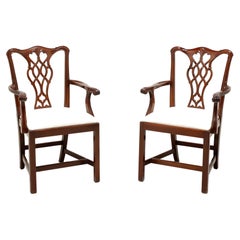 COUNCILL Mahogany Chippendale Style Straight Leg Dining Armchairs - Pair