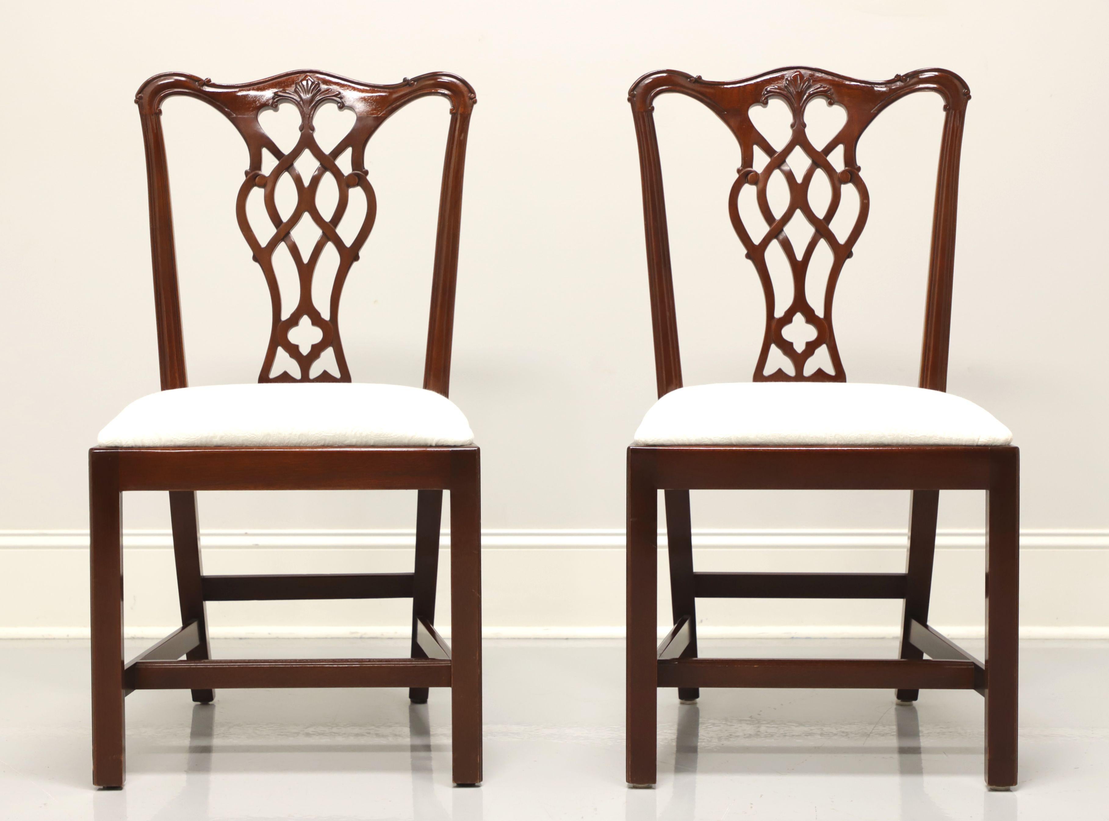American COUNCILL Mahogany Chippendale Style Straight Leg Dining Side Chairs - Pair
