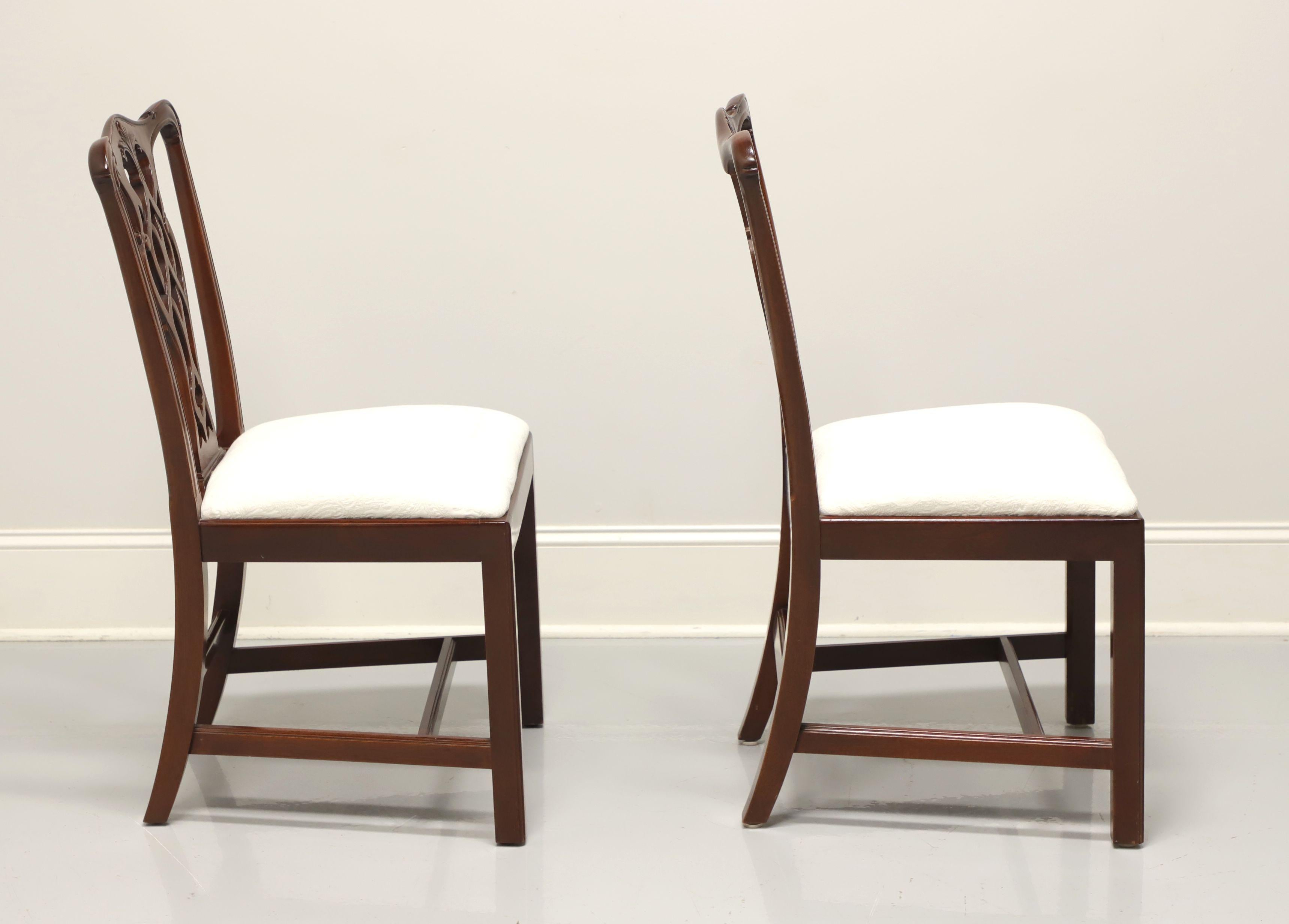20th Century COUNCILL Mahogany Chippendale Style Straight Leg Dining Side Chairs - Pair