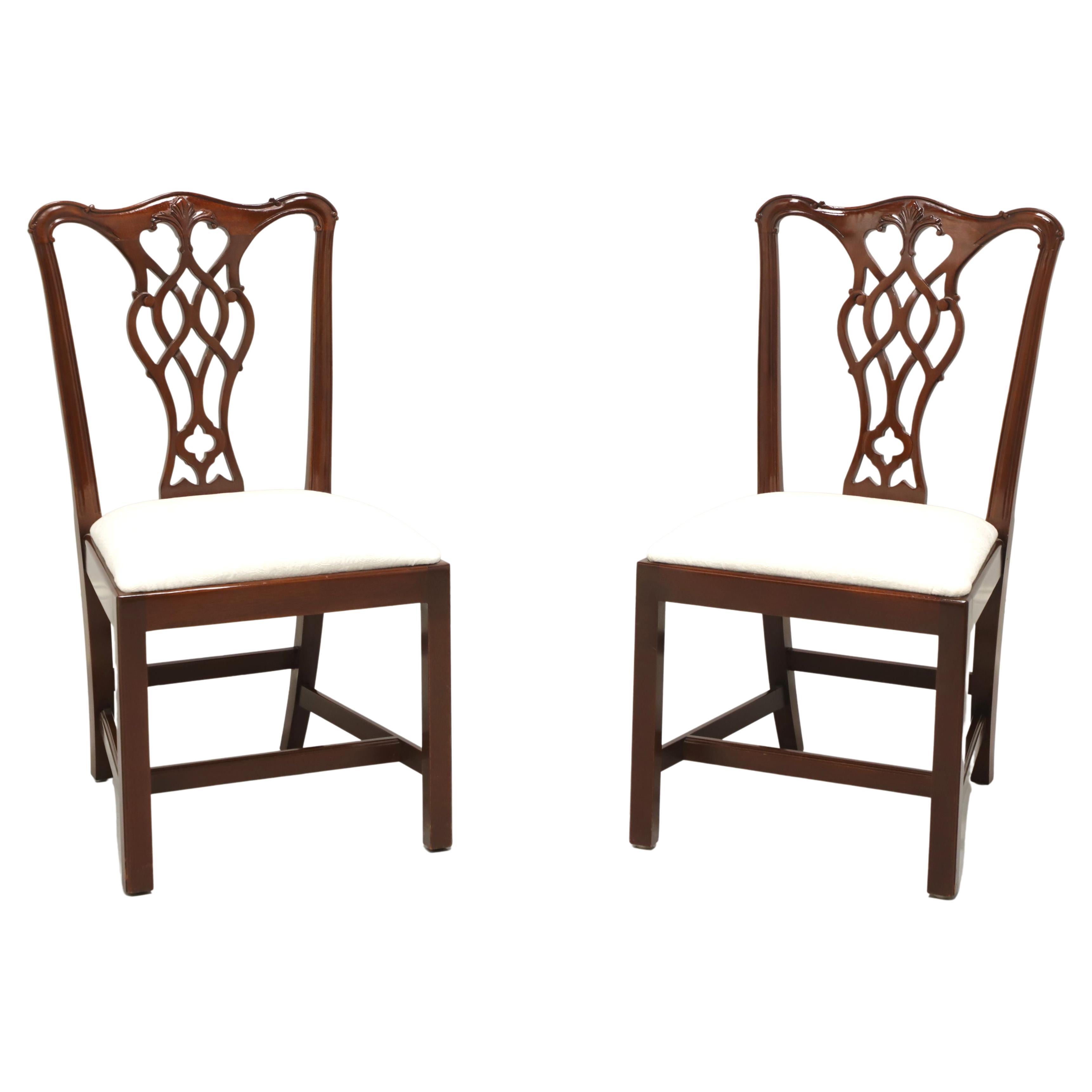 COUNCILL Mahogany Chippendale Style Straight Leg Dining Side Chairs - Pair