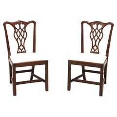 COUNCILL Mahogany Chippendale Style Straight Leg Dining Side Chairs - Pair